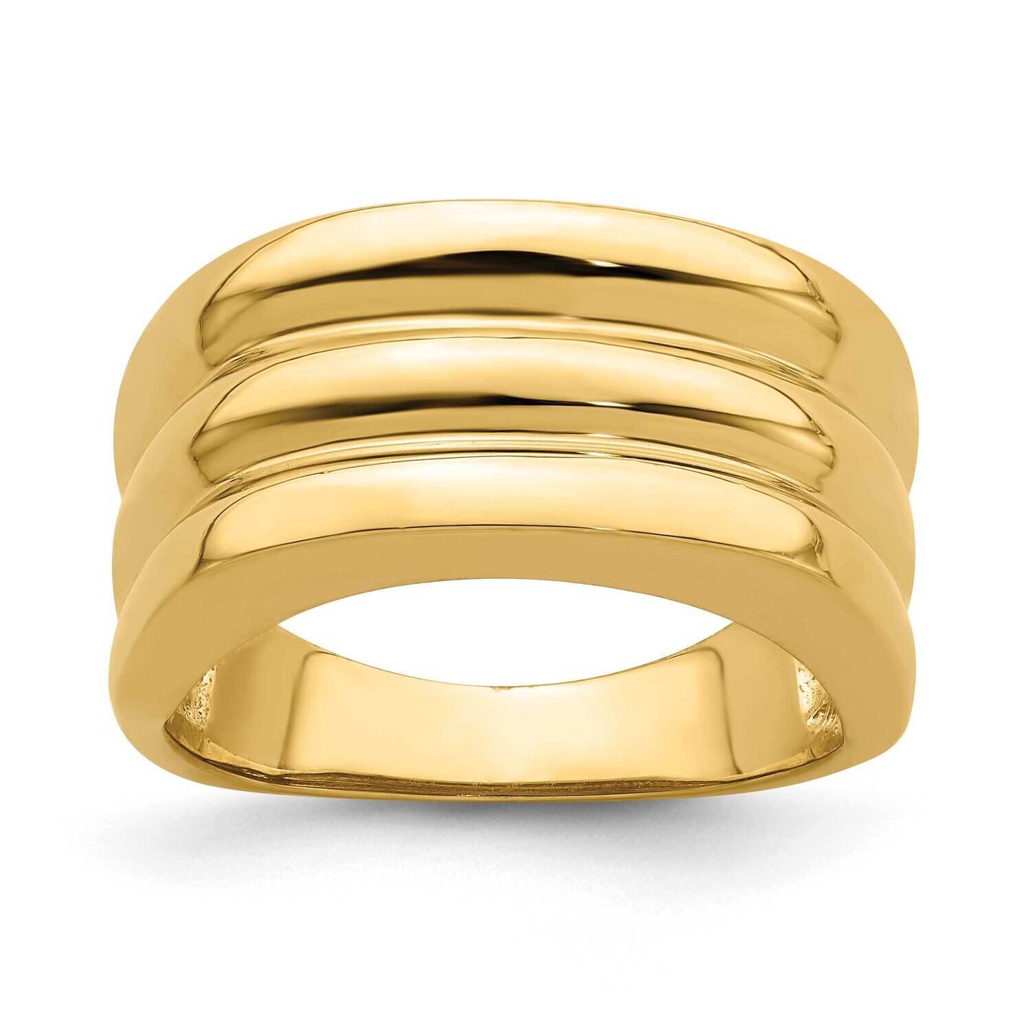 Triple Ridge Dome Ring 14k Gold Polished R706, MPN: R706, 196904051542