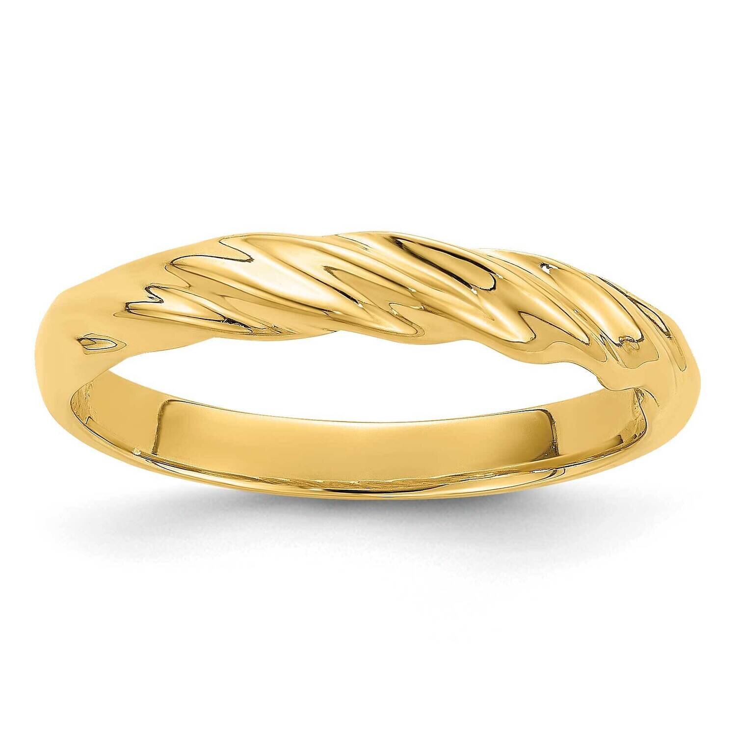 Thin Ribbed Dome Ring 14k Gold Polished R720
