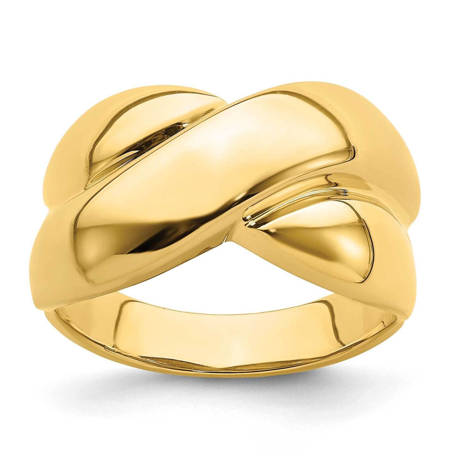 Polished X Dome Ring 14k Two-tone Gold R721