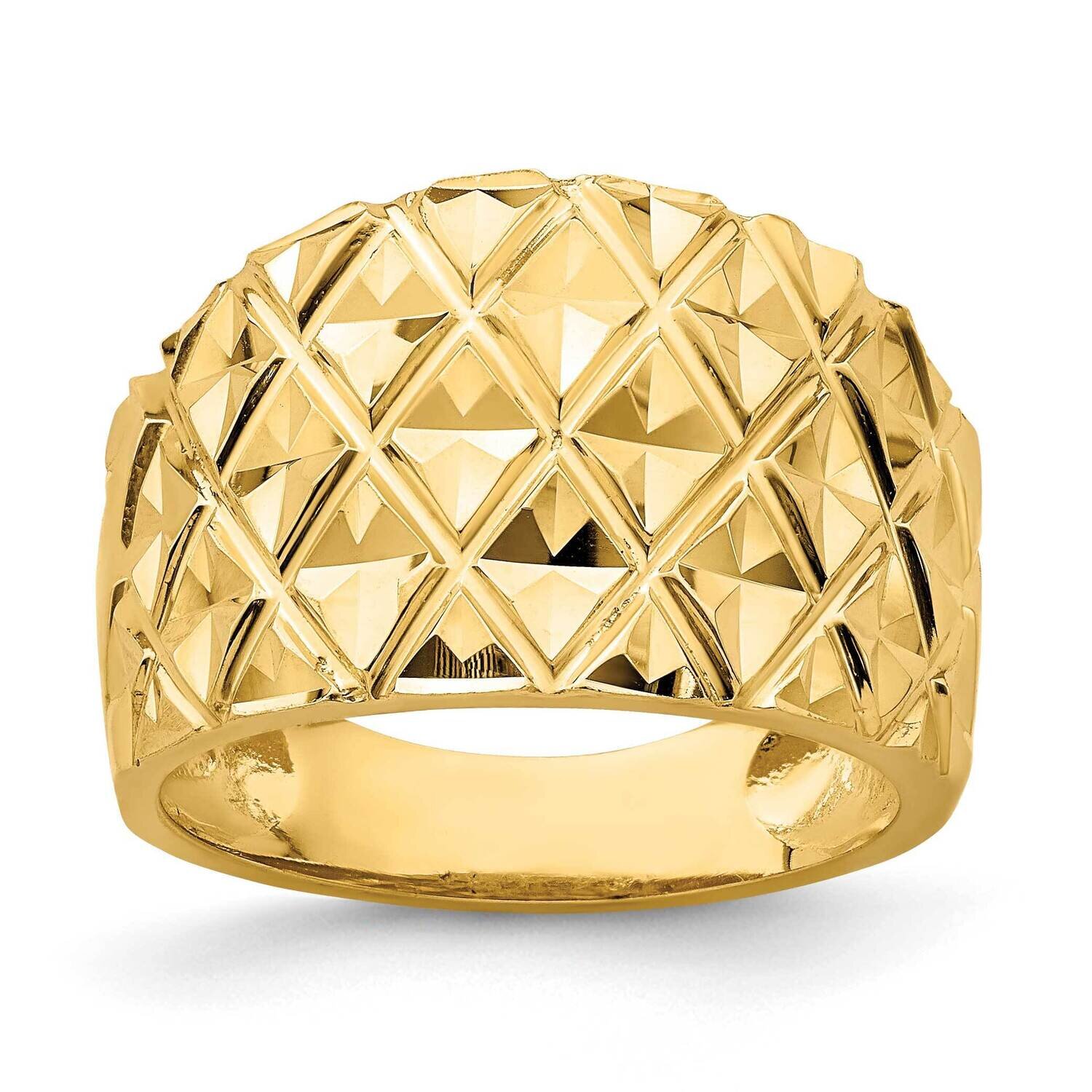 Marquise Pattern Dome Ring 14k Gold Diamond-cut R728