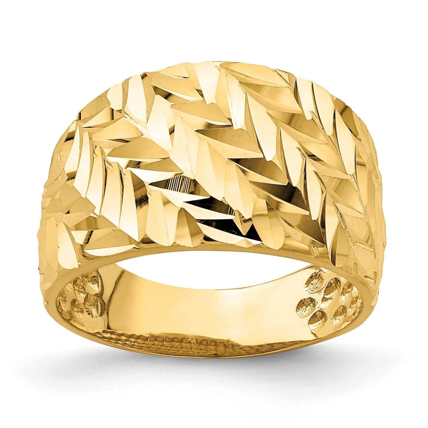 Arrow Slash Dome Ring 14k Gold Diamond-cut R729