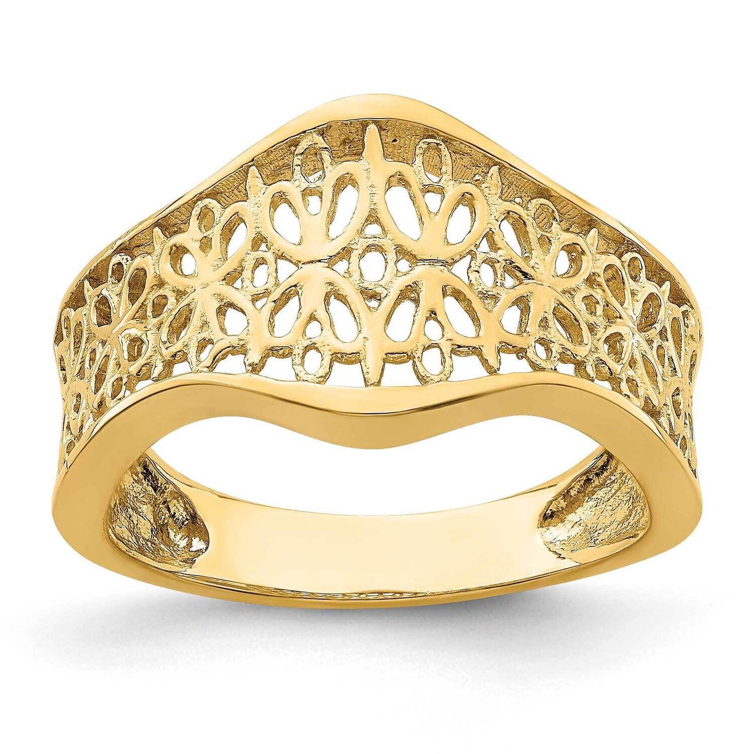 Pattern Scalloped Edge Ring 14k Gold Cut-out R735, MPN: R735, 196904050194