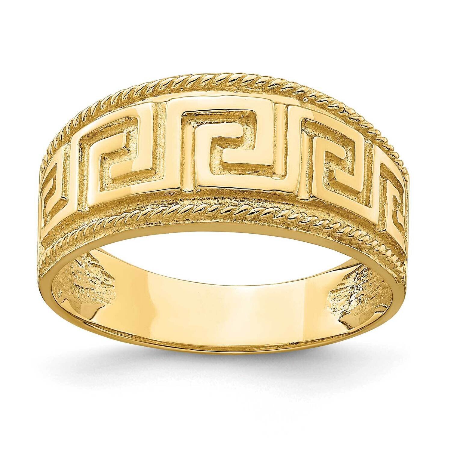 Greek Key Pattern Dome Ring 14k Gold R739