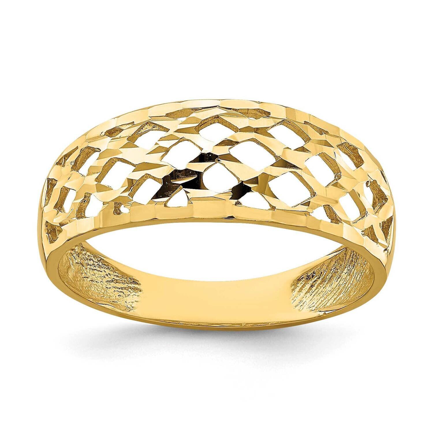 Wave Pattern Dome Ring 14k Gold Solid Diamond-cut R751, MPN: R751, 196904049440
