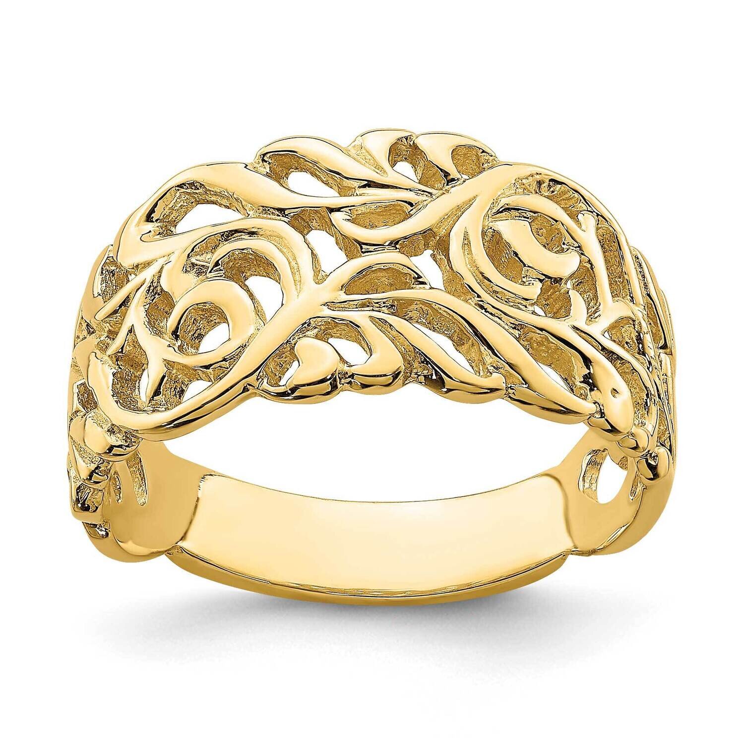 Scroll Band Ring 14k Gold Cut-out R752