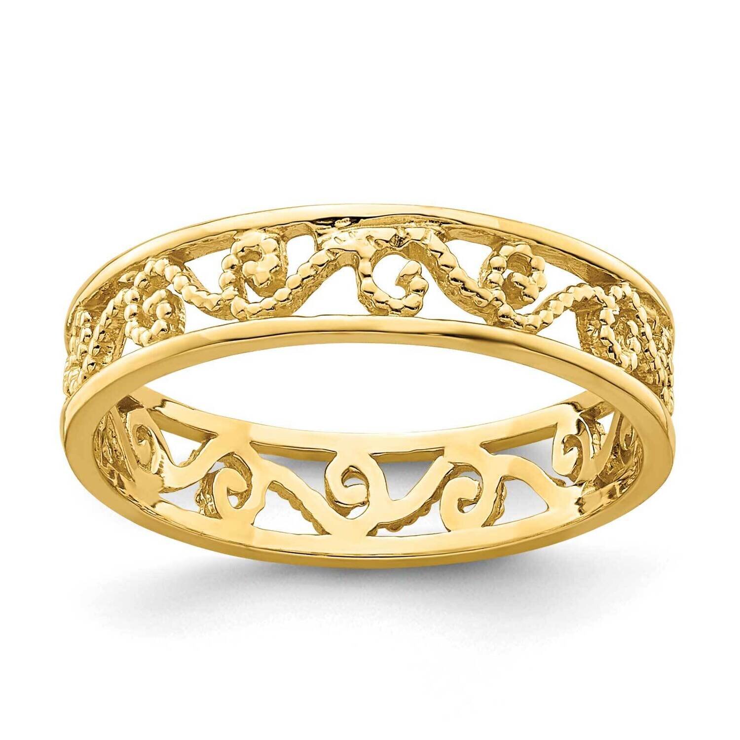 Beaded Scroll Cut-Out Band Toe Ring 14k Gold R784, MPN: R784, 883957670089