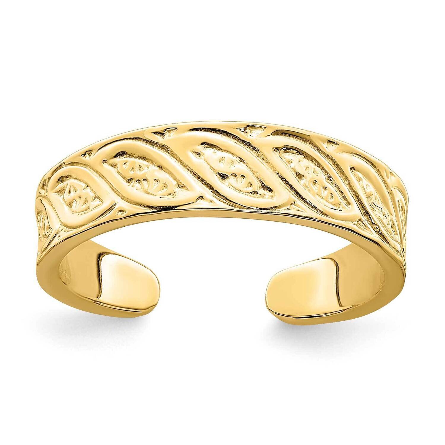 Adjustable Leaf Design Toe Ring 14k Gold R789, MPN: R789, 883957670140