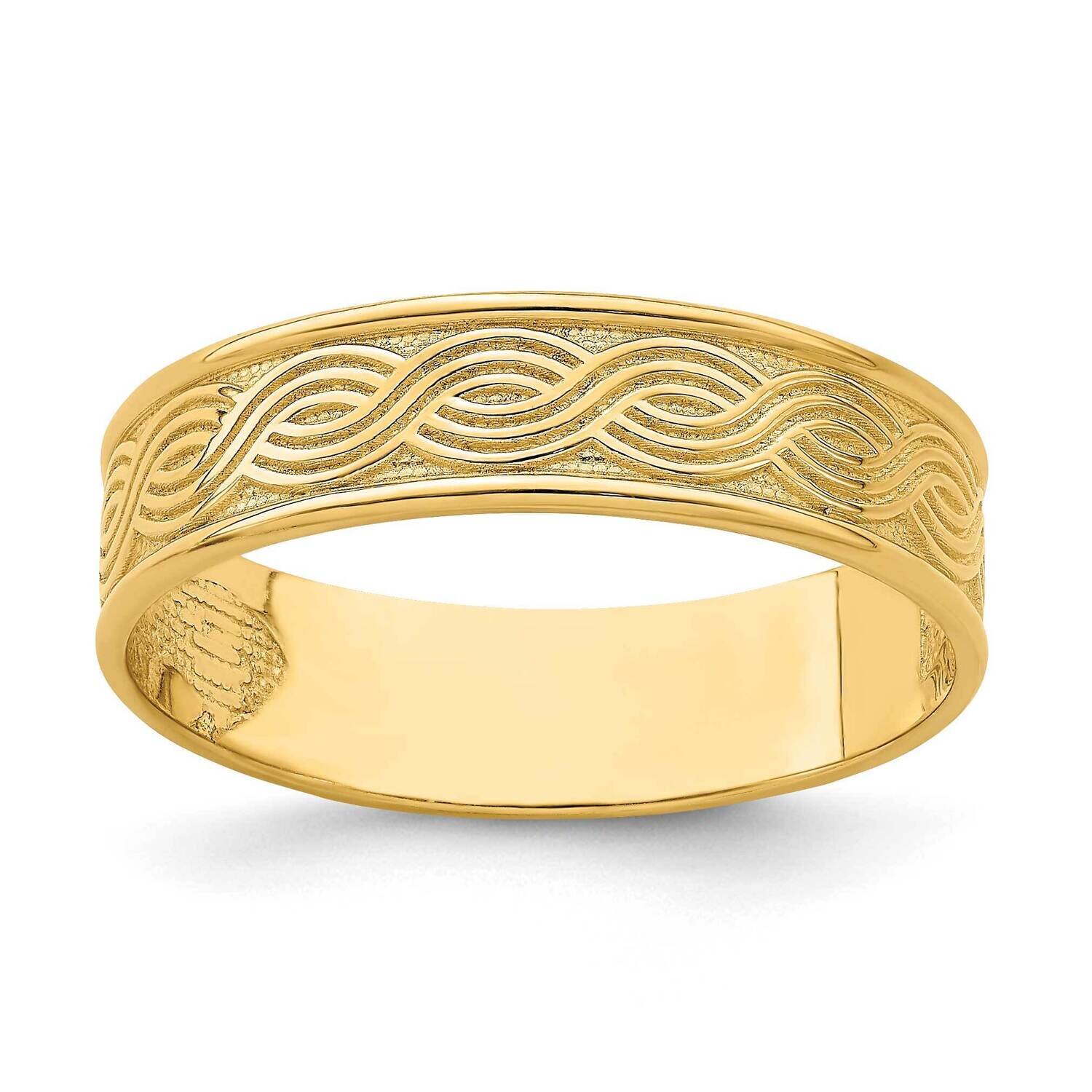 Wave Engraved Thumb Ring 14k Gold R795