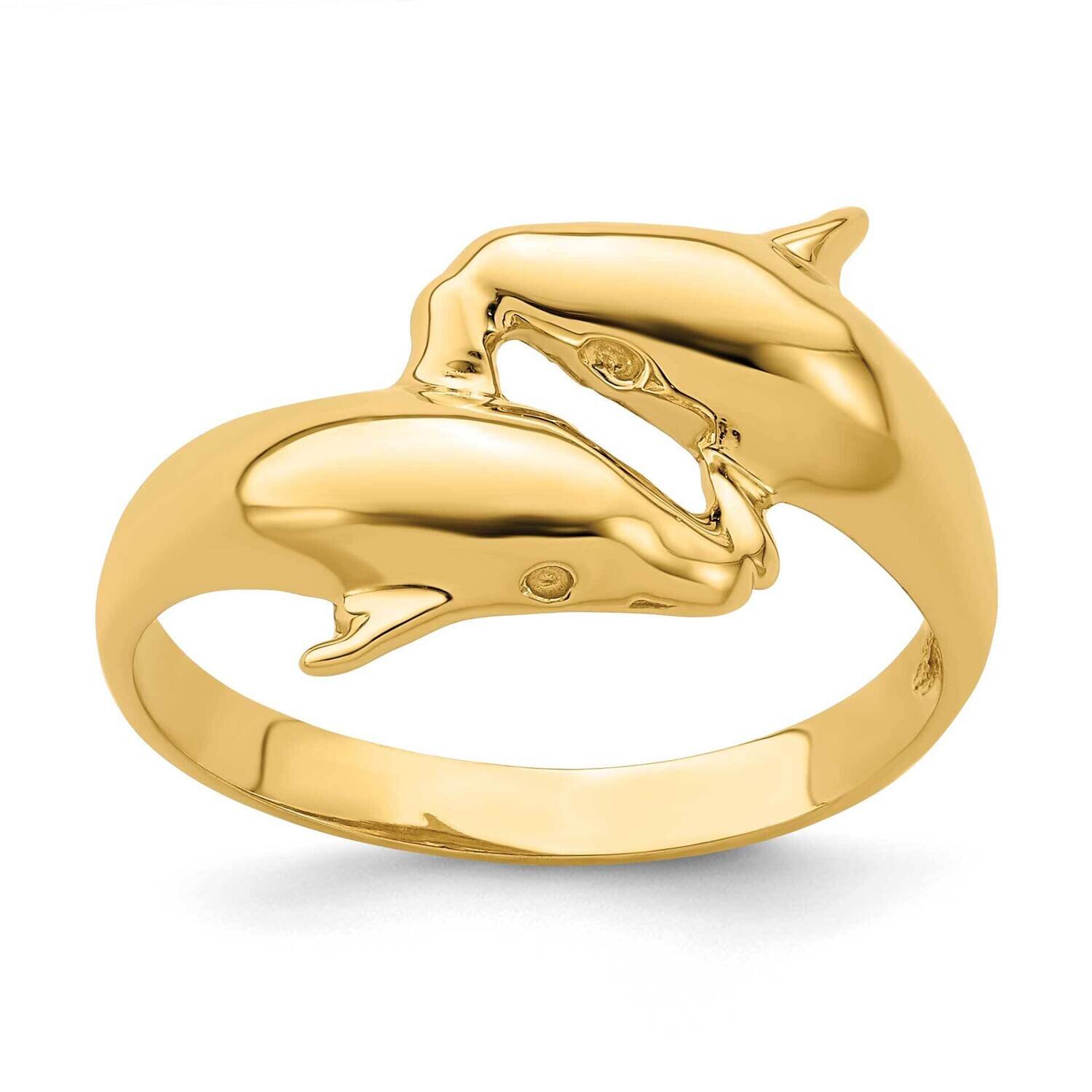 Double Dolphin Ring 14k Gold Polished R804, MPN: R804, 196904047880