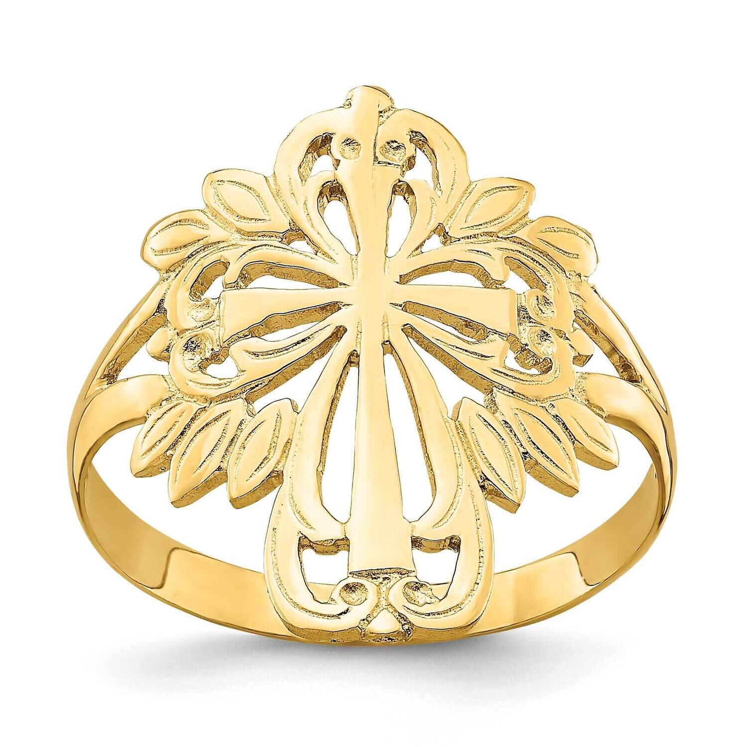 Cut-Out Cross Ring 14k Gold Polished R845