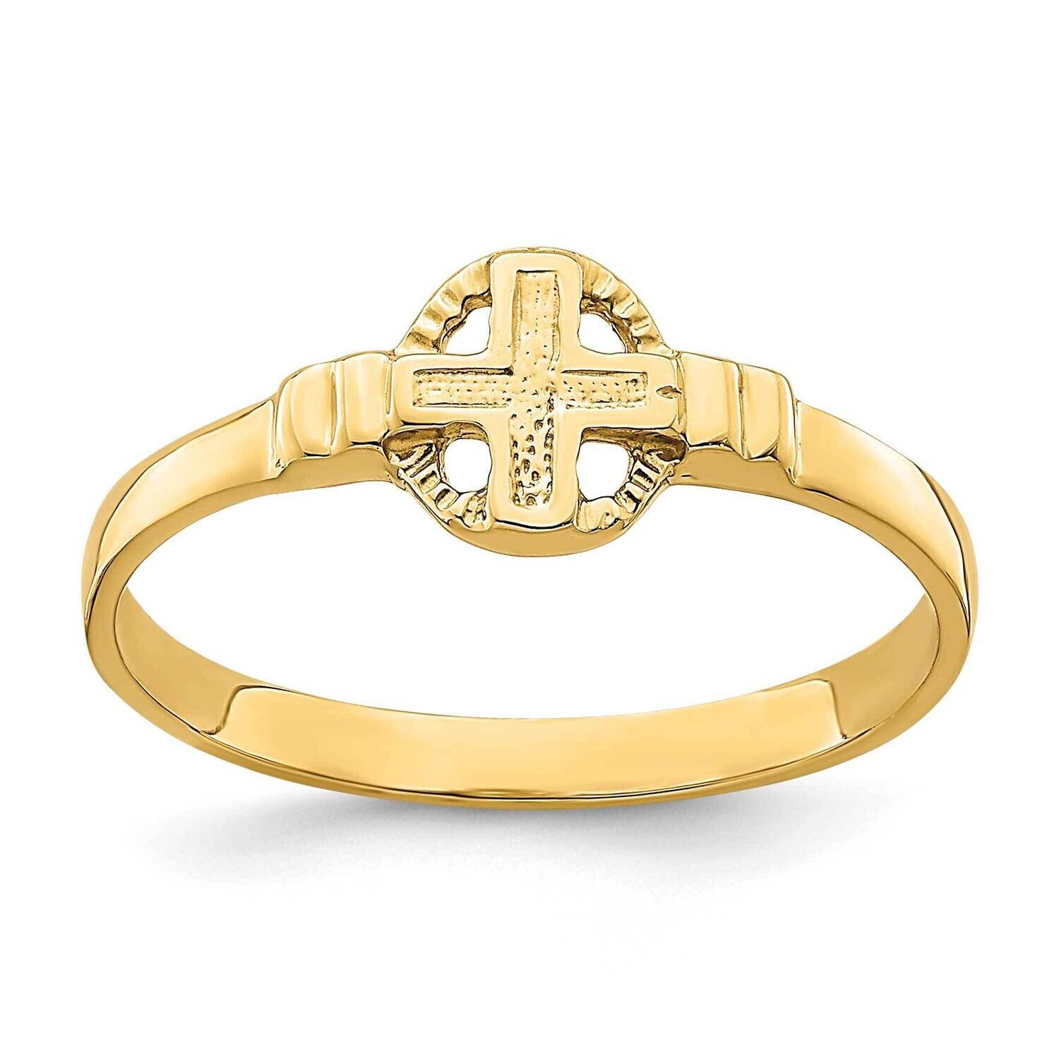 Cross In Circle Ring 14k Gold Polished R848, MPN: R848, 196904045930