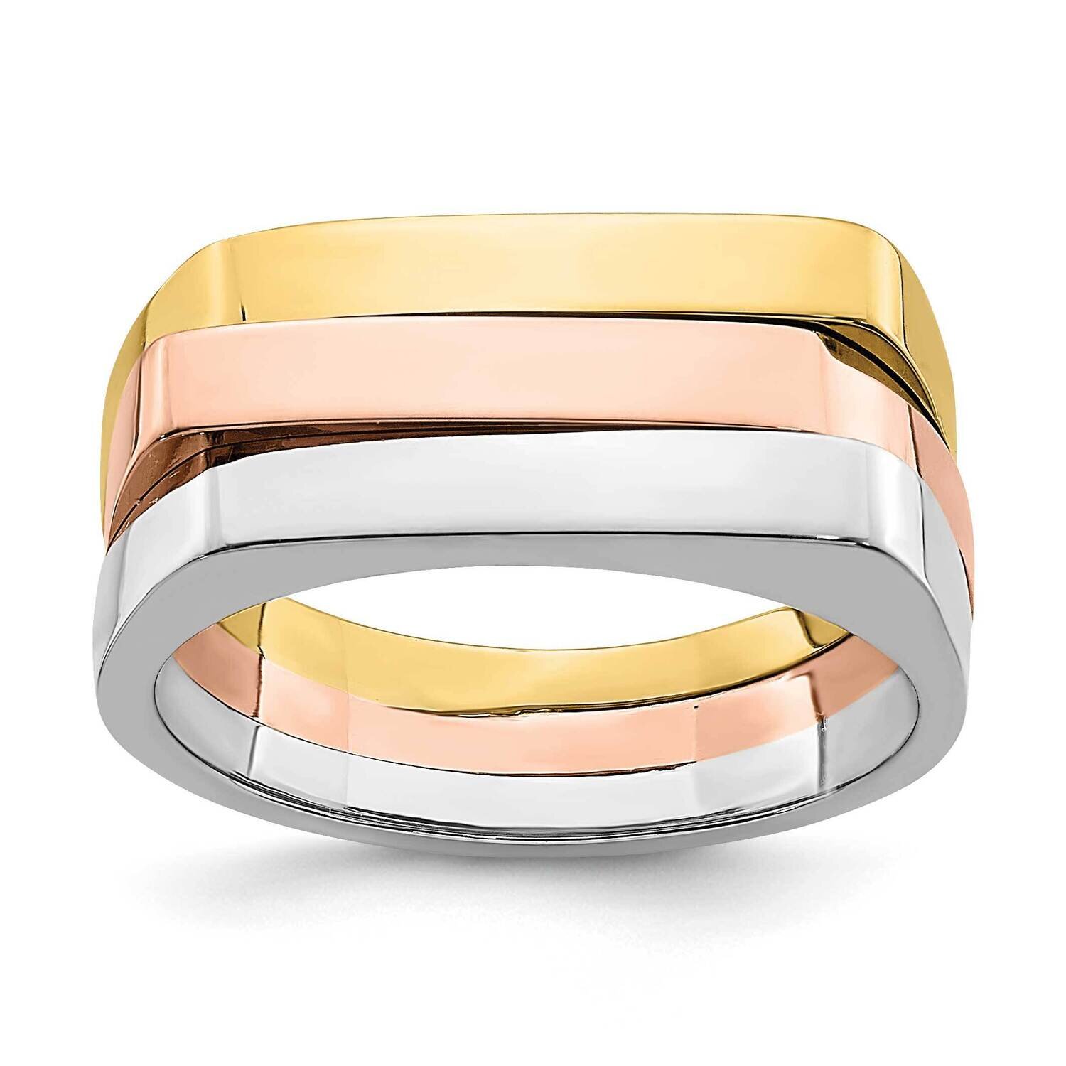 Contemporary Flat Top Band 14k Tri-Color Gold R883, MPN: R883, 196904044889