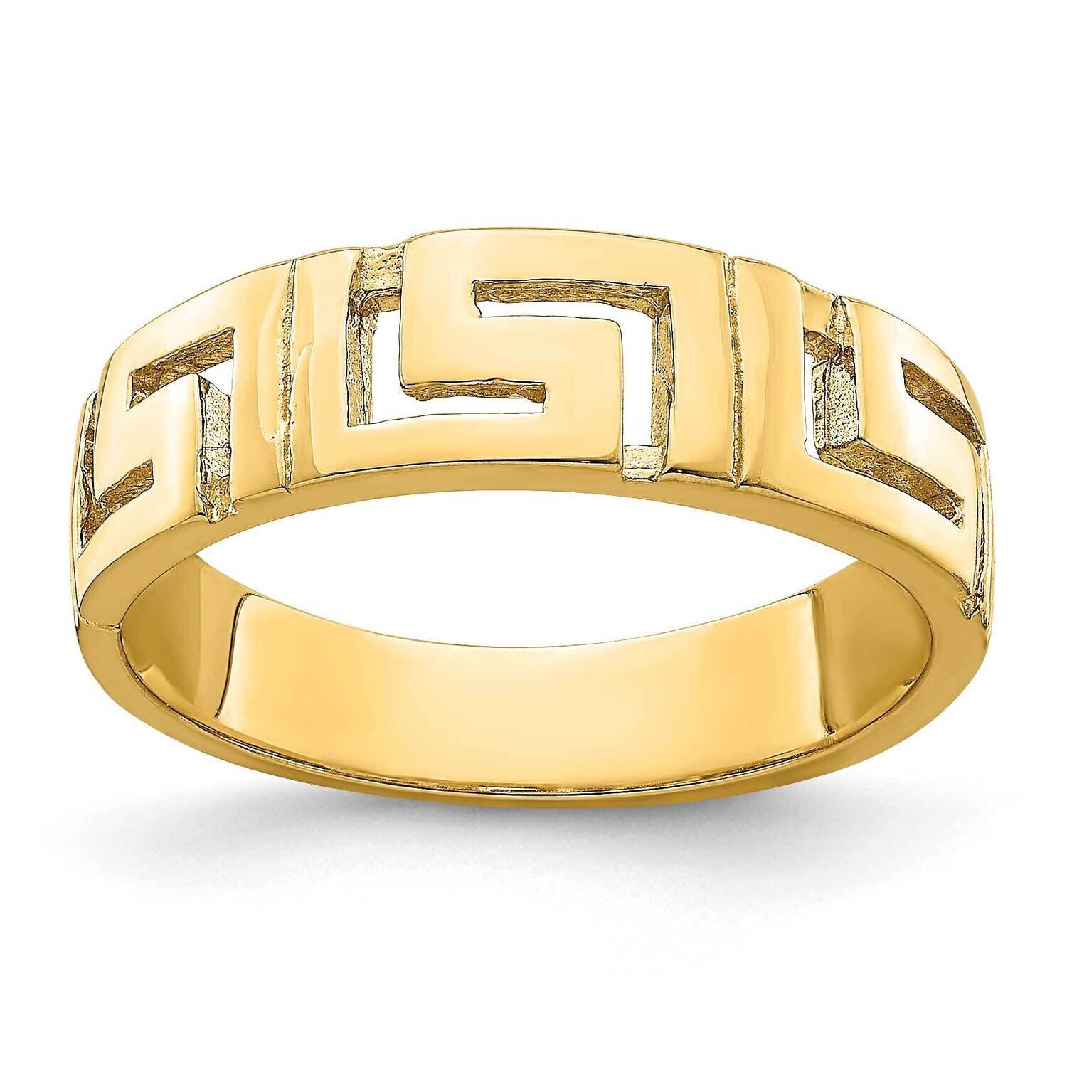 Greek Key Band with Tapered Shank Ring 14k Gold R889