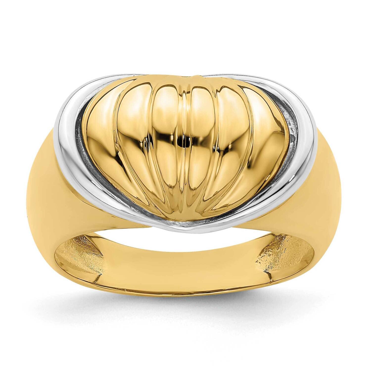 Oval Shrimp Fan Design Ring 14k Gold Rhodium R914, MPN: R914, 196904043479