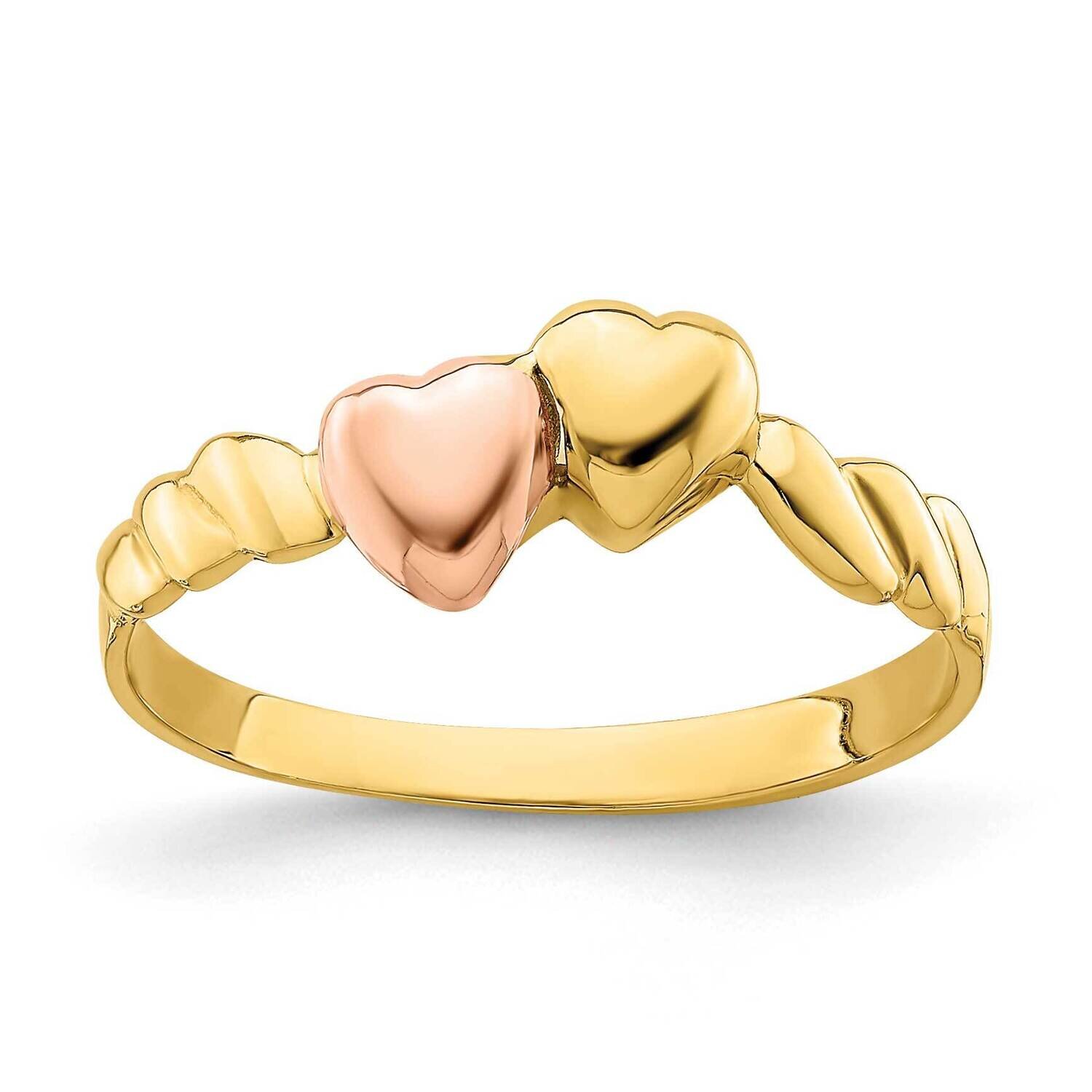 Two Hearts Ridged Band 14k Two-tone Gold R928, MPN: R928,