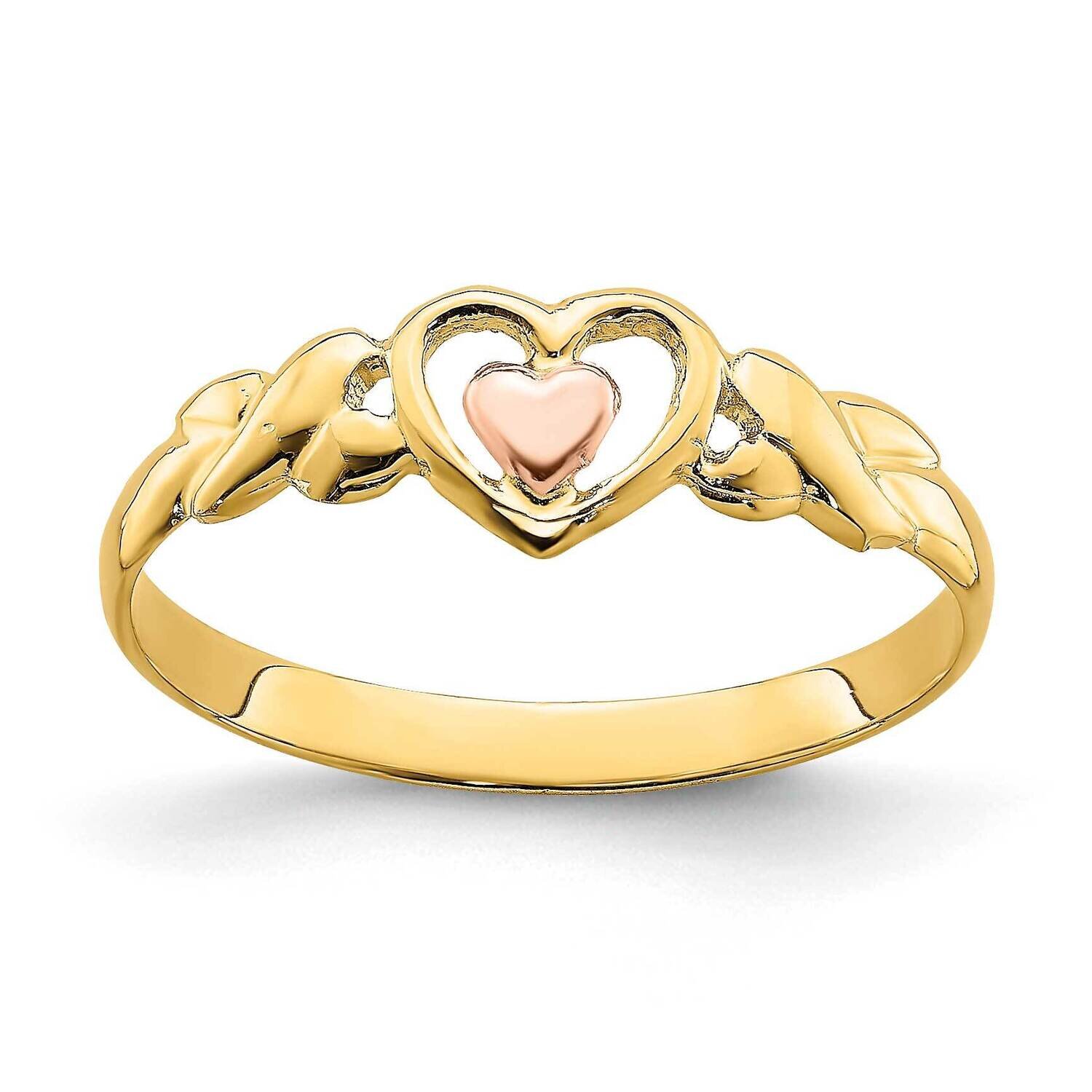 Polished Hearts Ring 14k Two-tone Gold R936