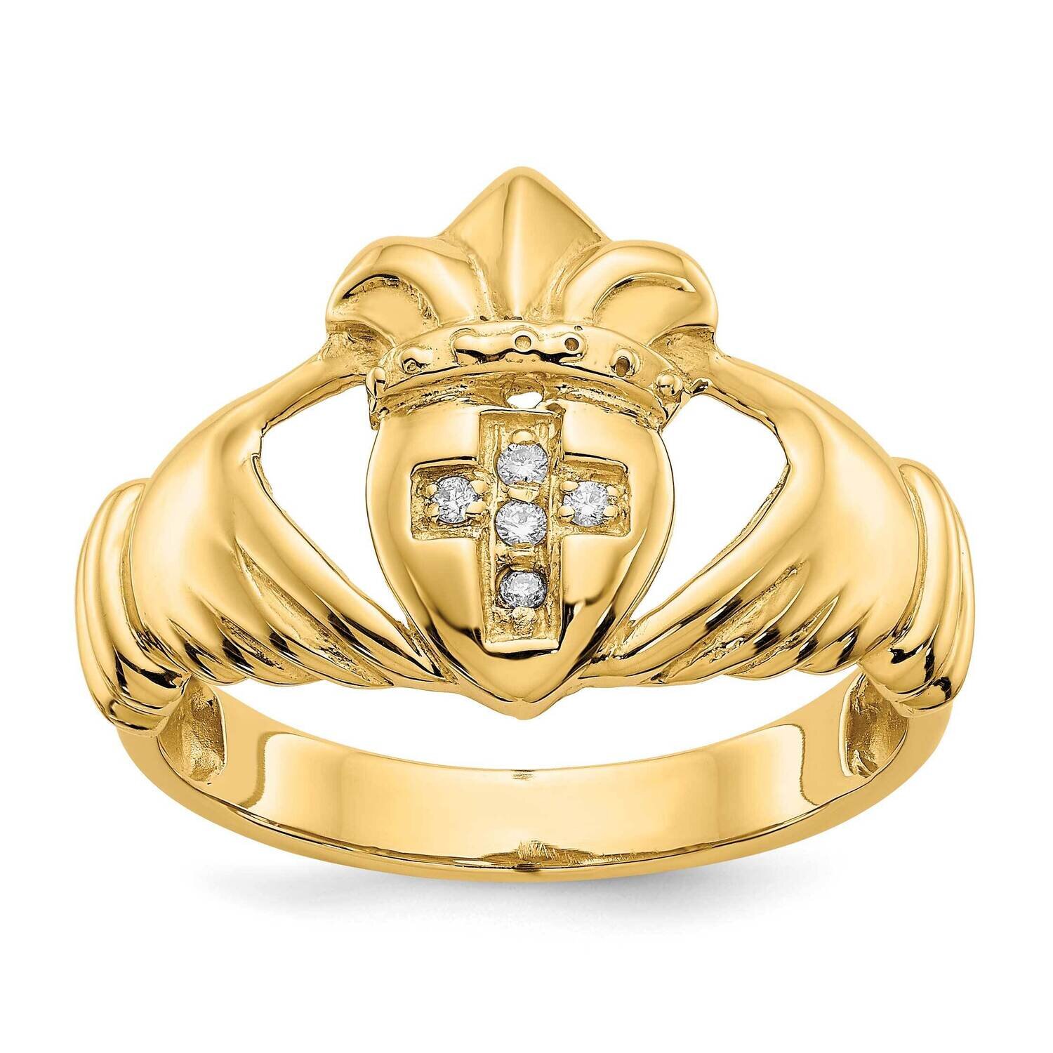 Aa Diamond Claddagh Ring 14k Gold RM5844-005-YA