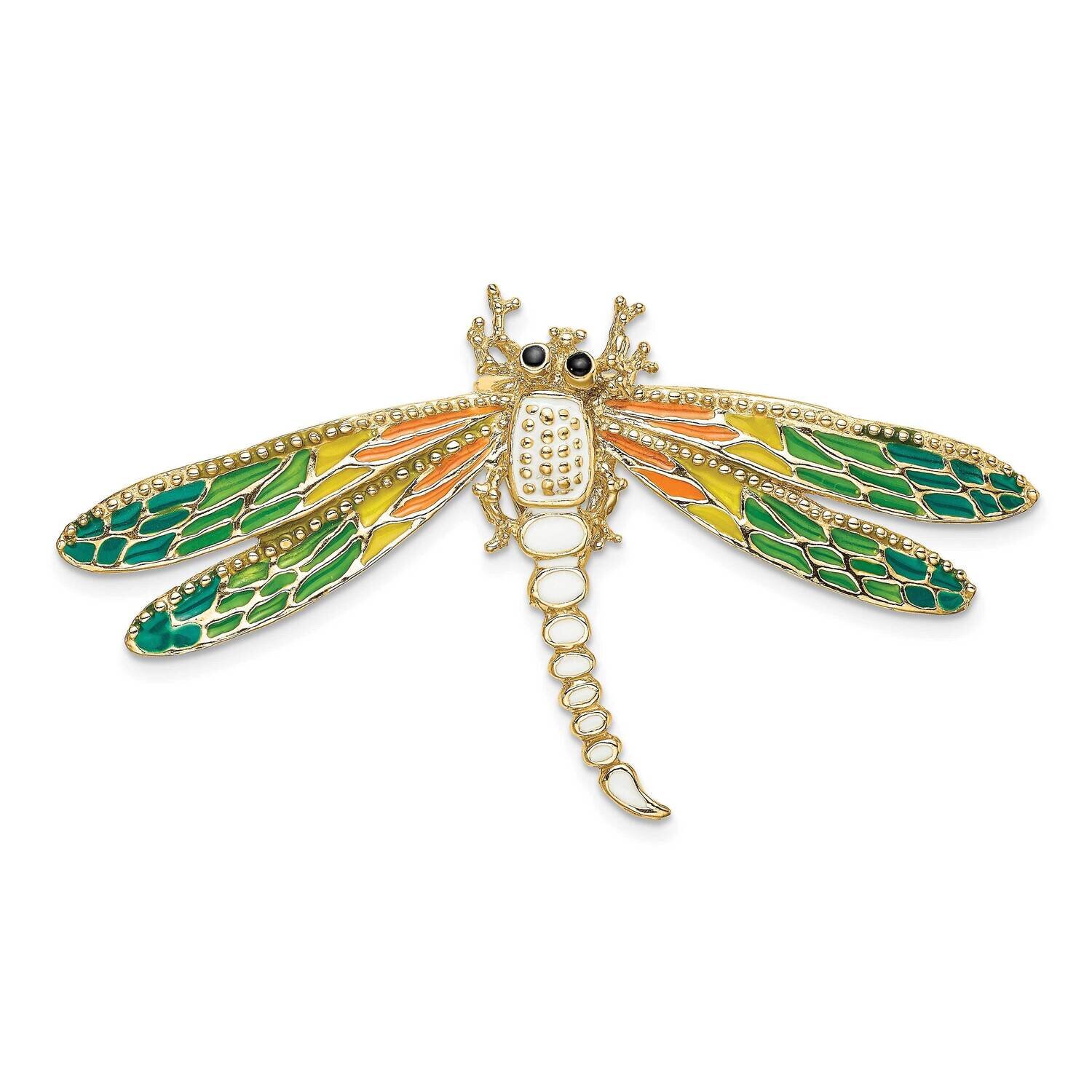 Multi-Color Enamel Dragonfly Charm 14k Gold SL585