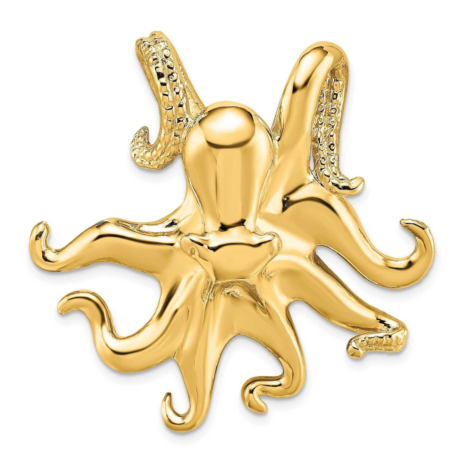 Underside Octopus Slide 14k Gold Polished & Textured SL589