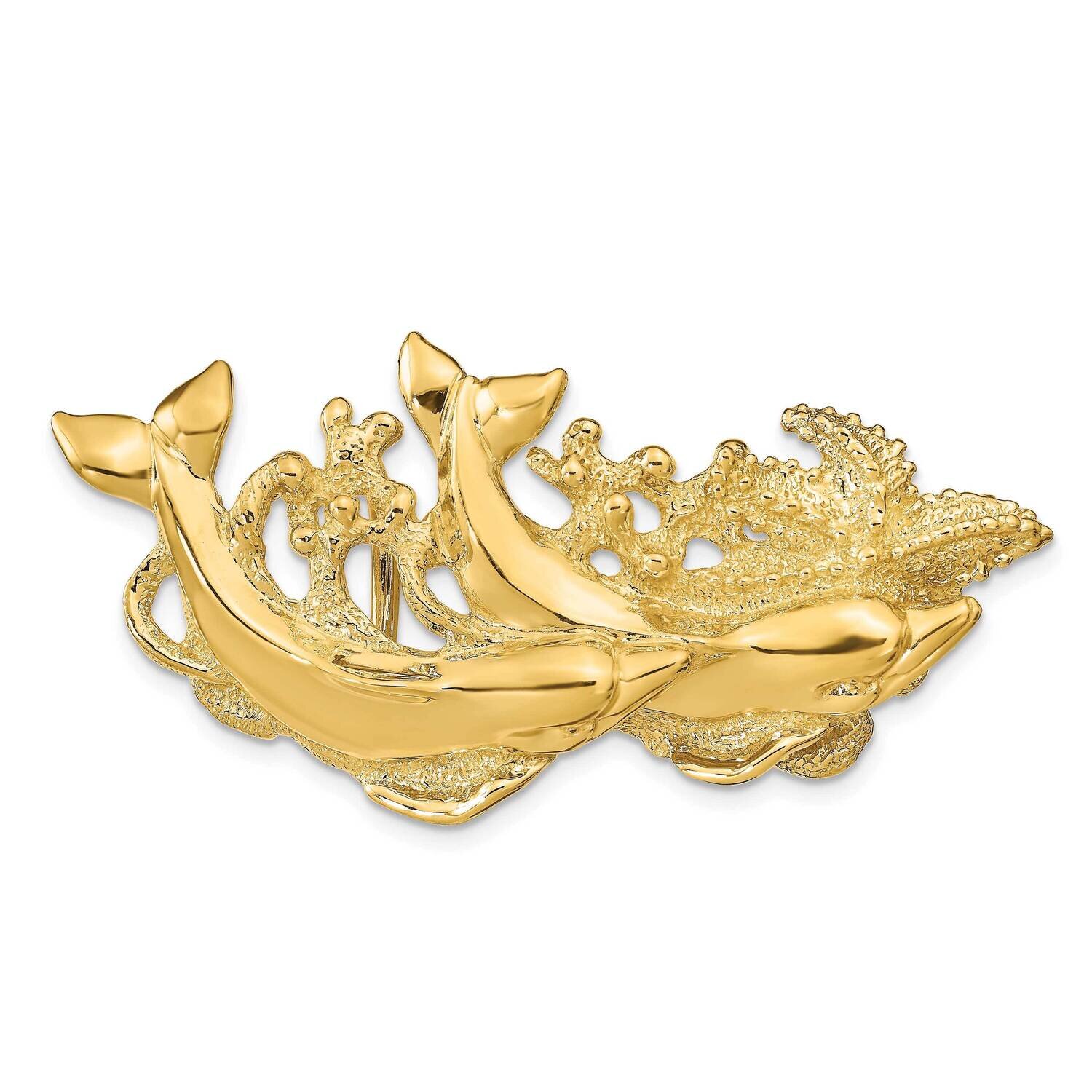 Dolphins with Coral Slide 14k Gold SL591
