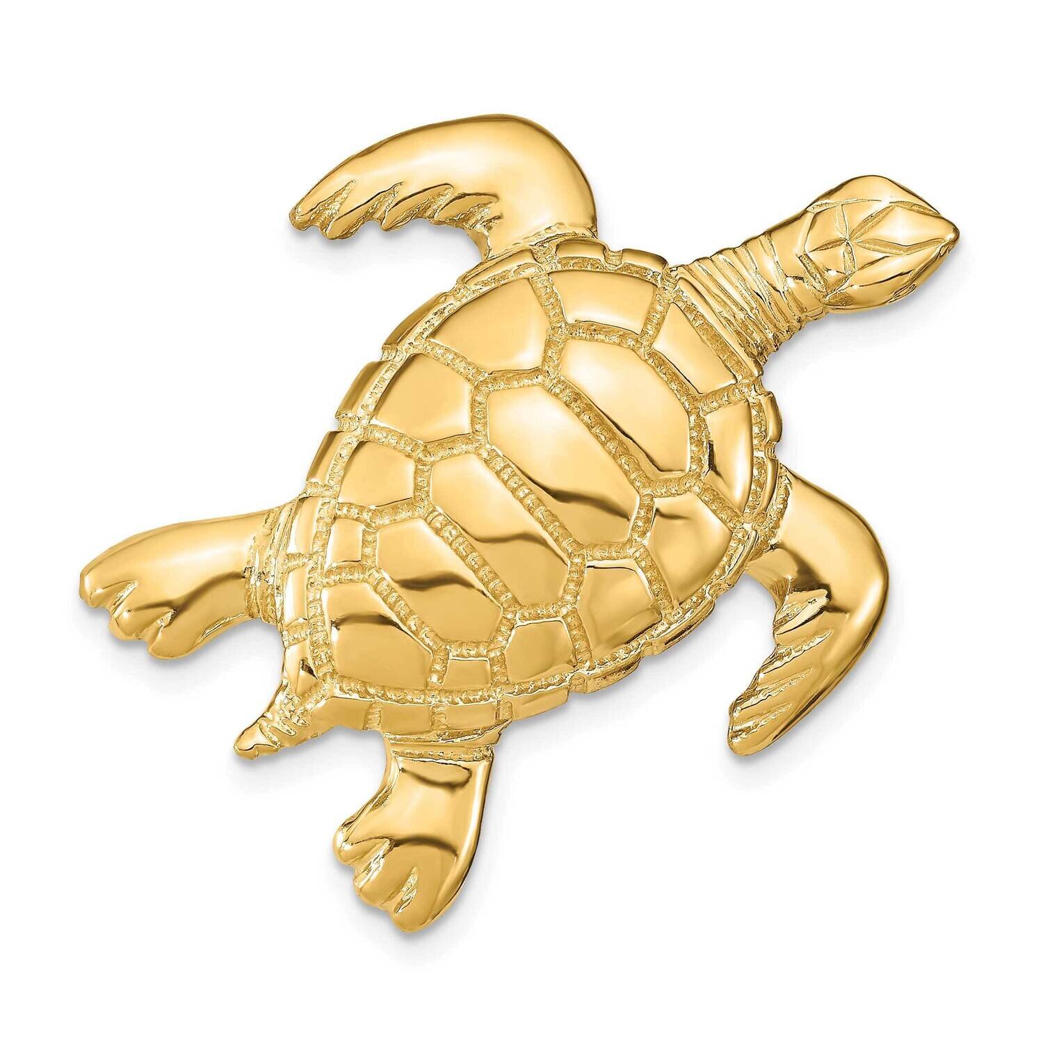 2-D Sea Turtle Slide 14k Gold Polished SL619