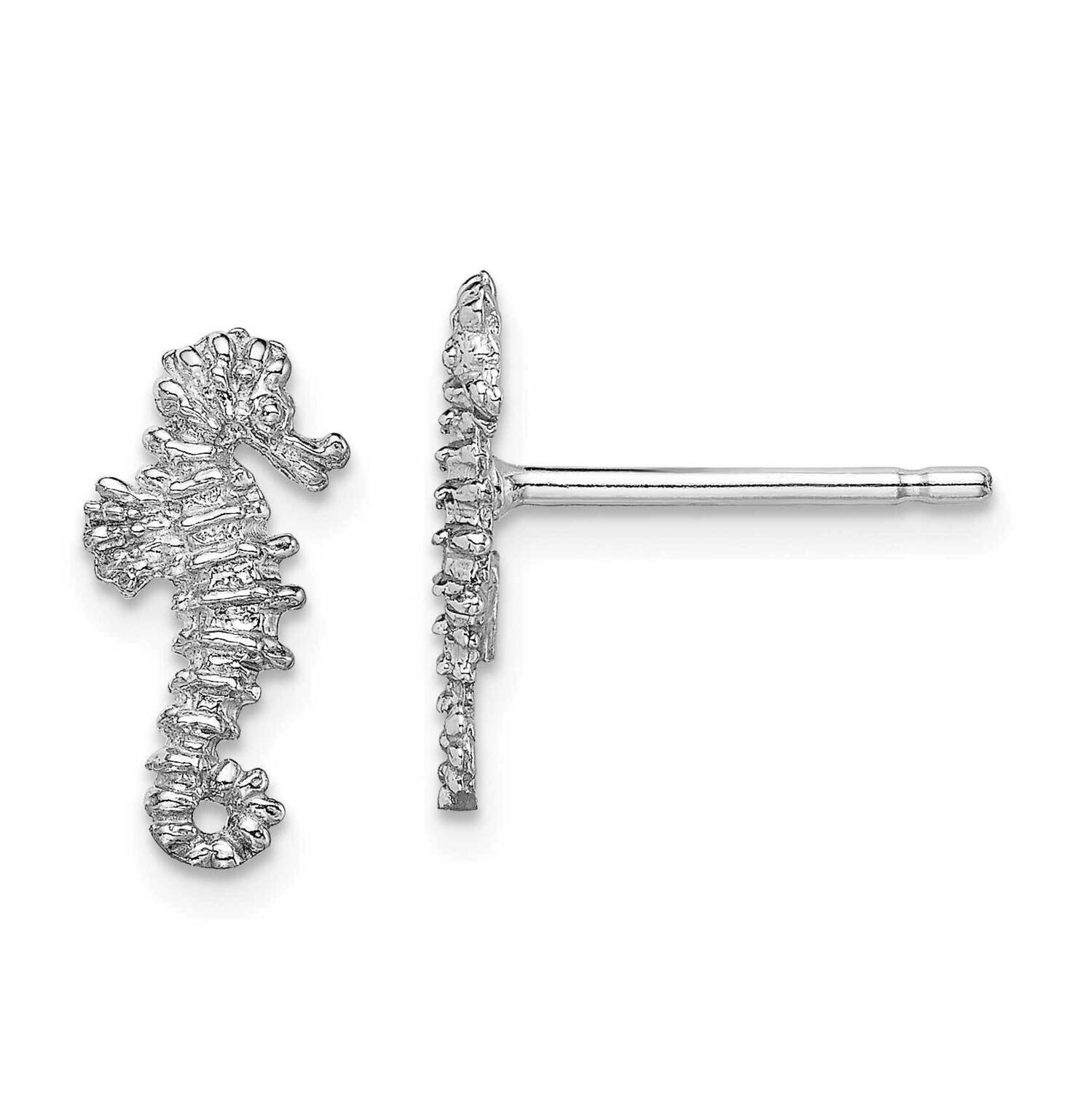 Mini Seahorse Post Earrings 14k White Gold TC610W, MPN: TC610W, 637218151356