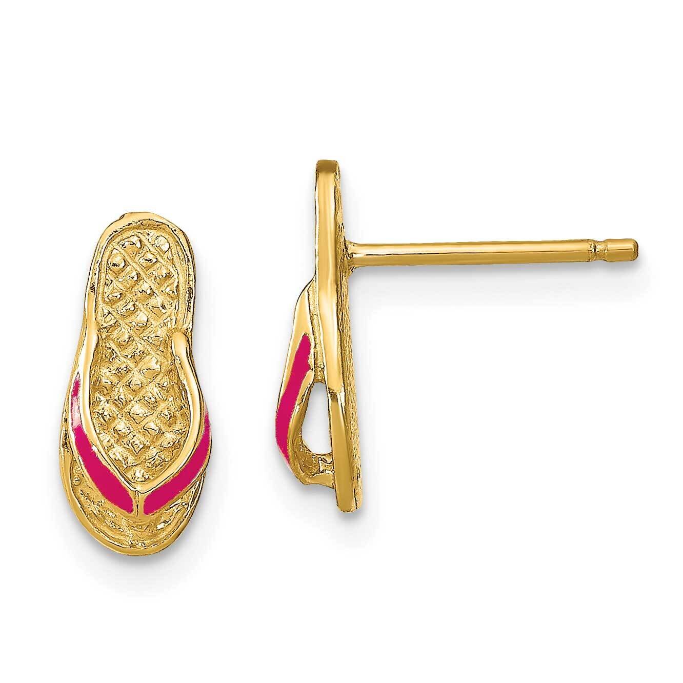 Red Enamel Single Flip-Flop Post Earrings 14k Gold TE695, MPN: TE695, 637218121793