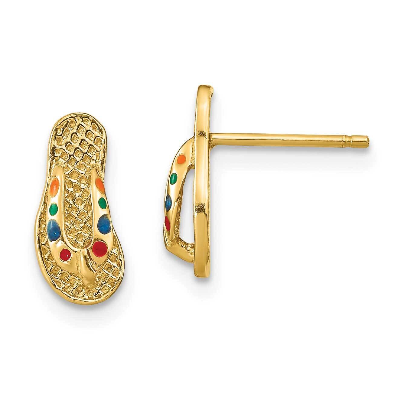 Multi-Color Enamel Flip-Flop Earrings 14k Gold TE697