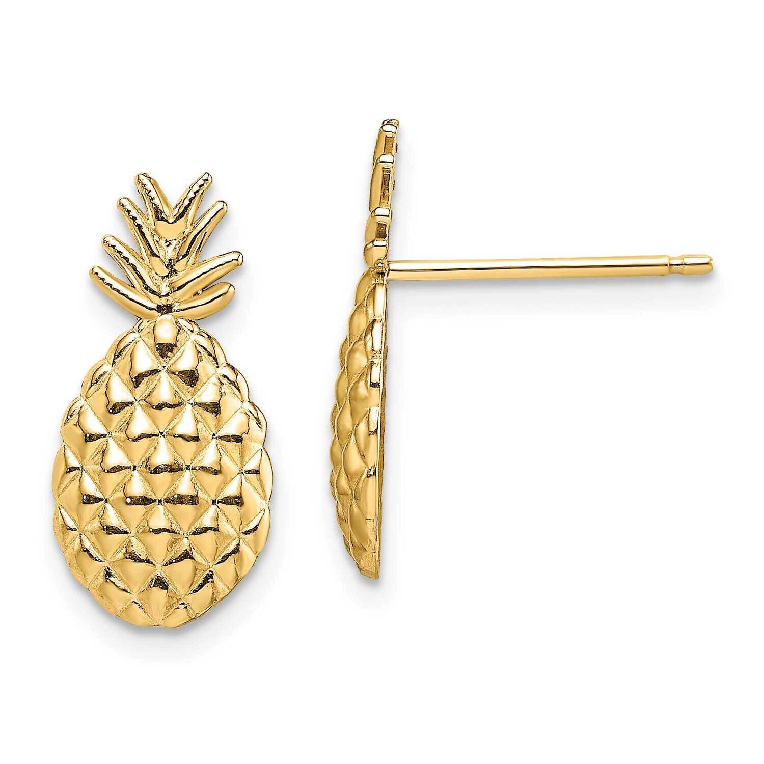 Pineapple Post Earrings Texured 14k Gold TE716, MPN: TE716, 637218168736