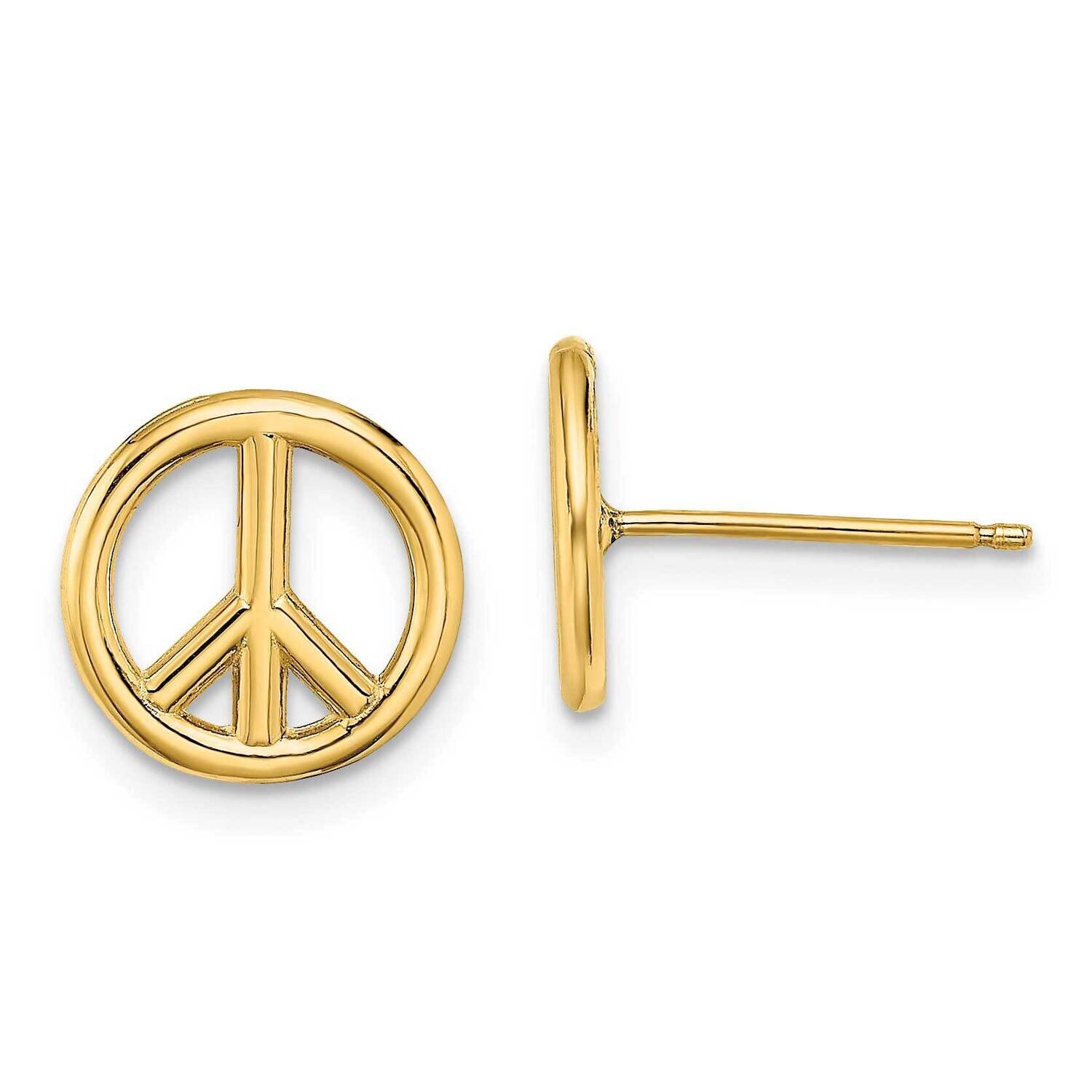 Peace Symbol Post Earrings 14k Gold Polished TE719