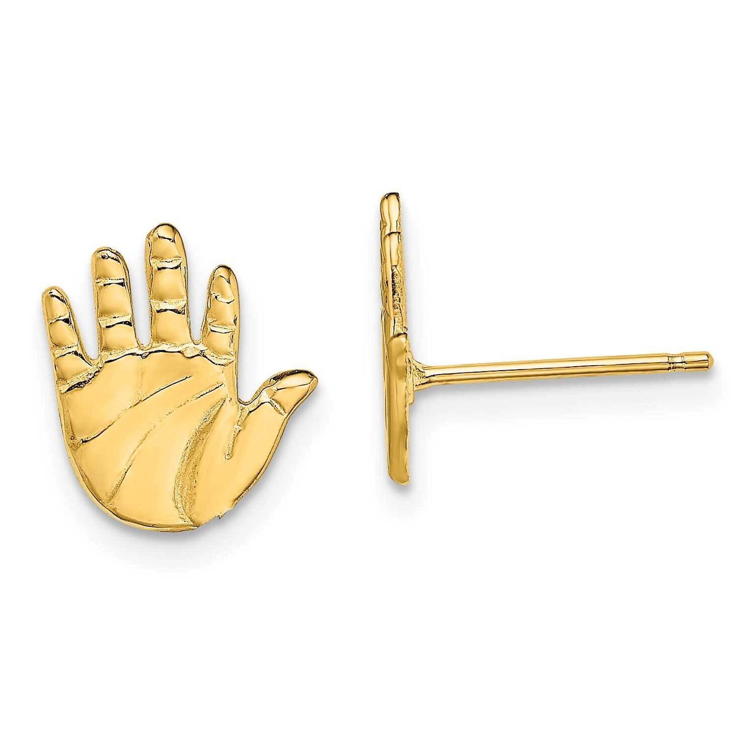 Single Hand Print Post Earrings 14k Gold TE726, MPN: TE726, 637218066742