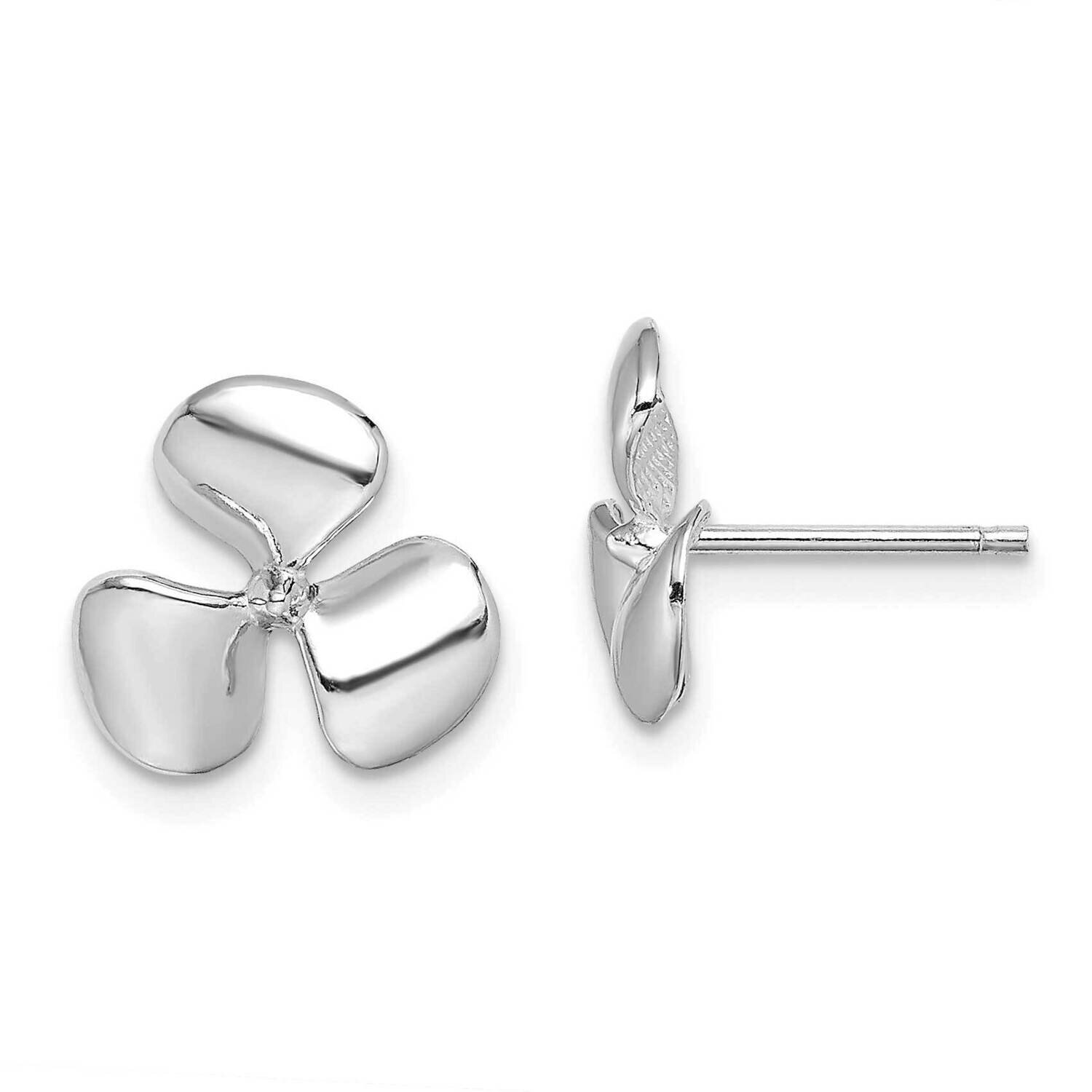 Three Blade Propeller with Center Bead Post Earrings 14k White Gold Polished TE747W, MPN: TE747W, 8…
