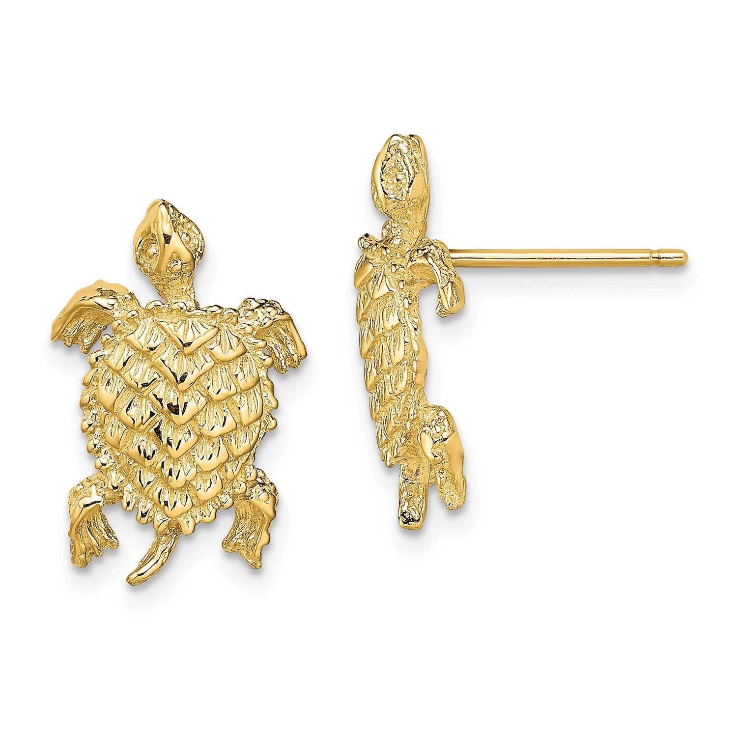Land Turtle Post Earrings Textured 14k Gold TE763, MPN: TE763, 637218013586