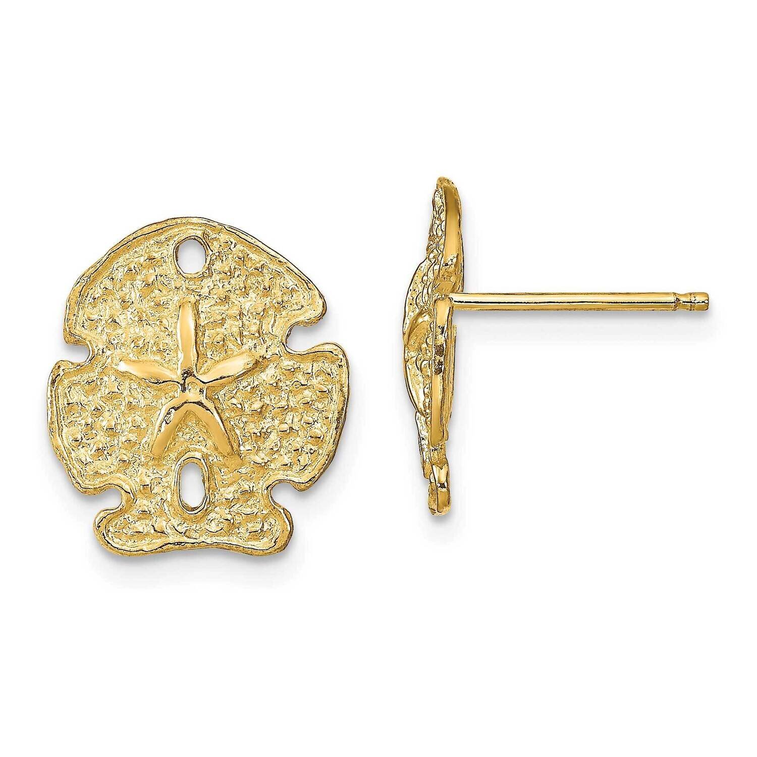 Sand Dollar Earrings 14k Gold Textured TE771, MPN: TE771, 637218036417