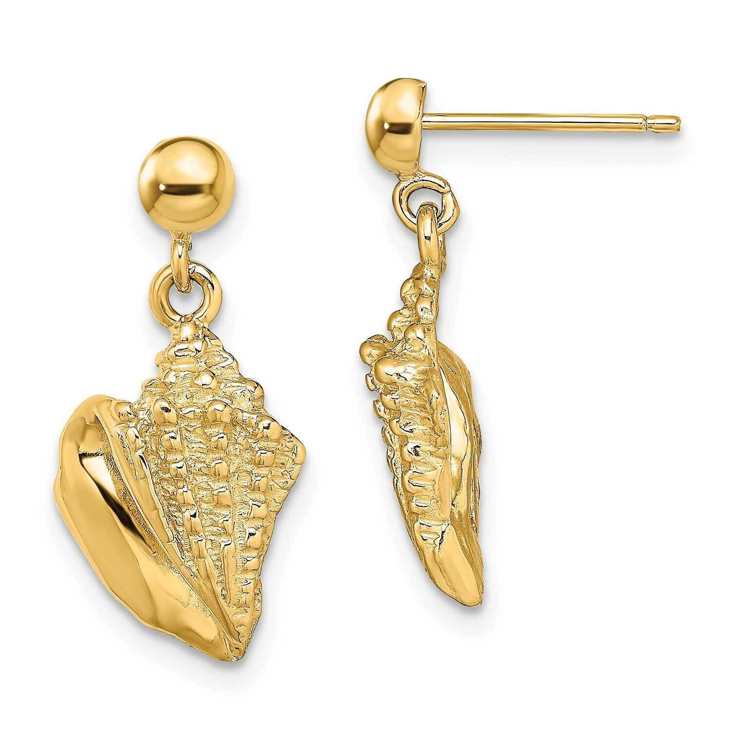 Conch Shell Dangle Earrings 14k Gold TE775, MPN: TE775, 637218038060