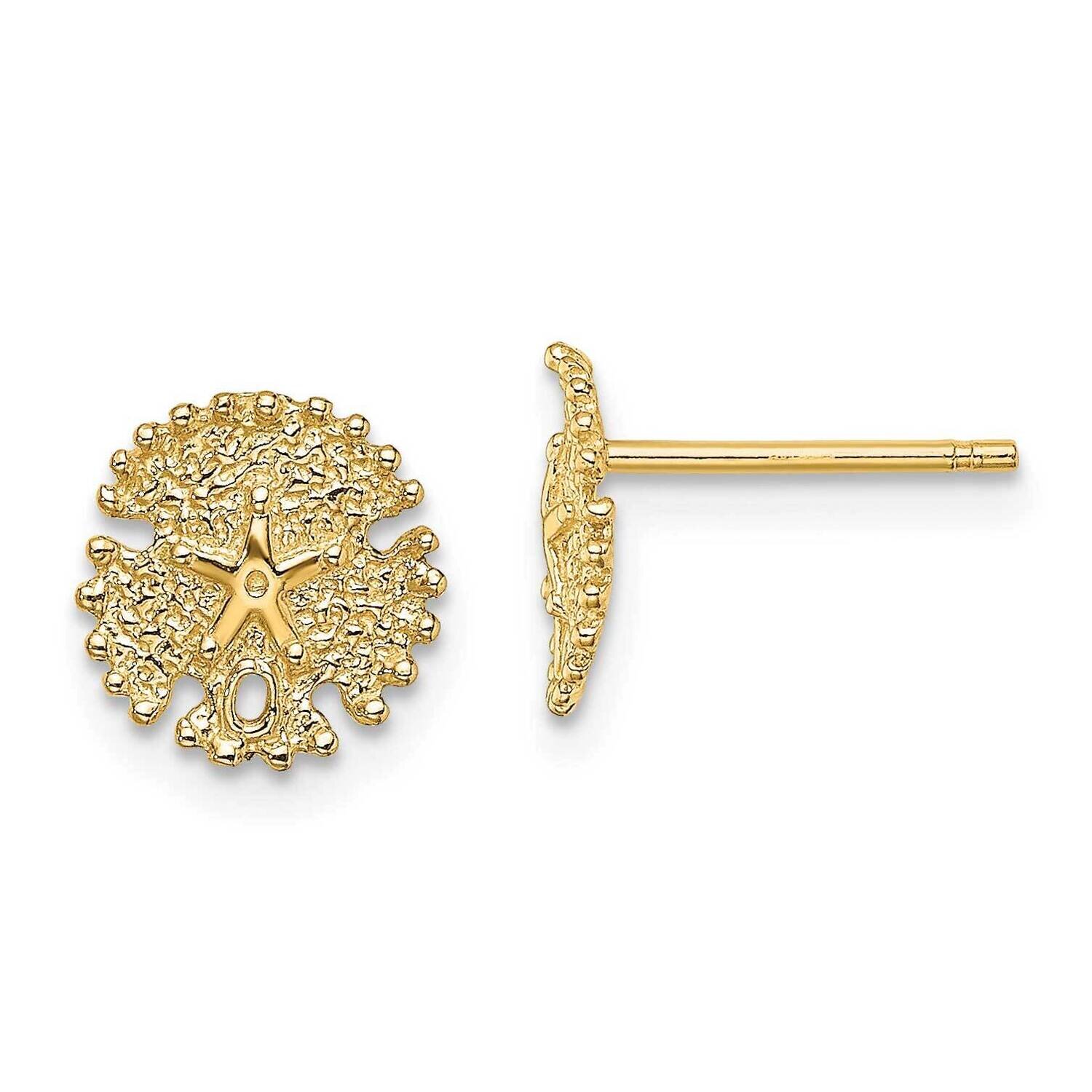 Sand Dollar Post Earrings 14k Gold Textured TE777, MPN: TE777, 637218038091