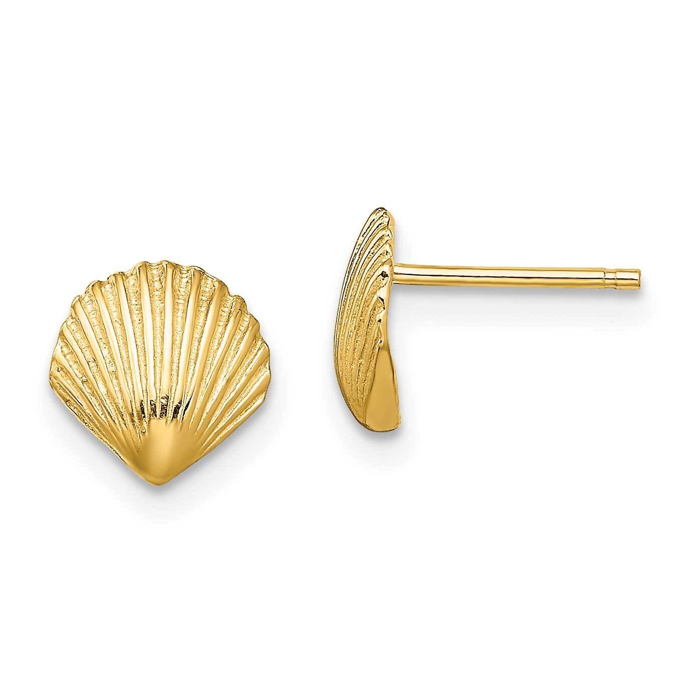 Scallop Shell Post Earrings 14k Gold TE782