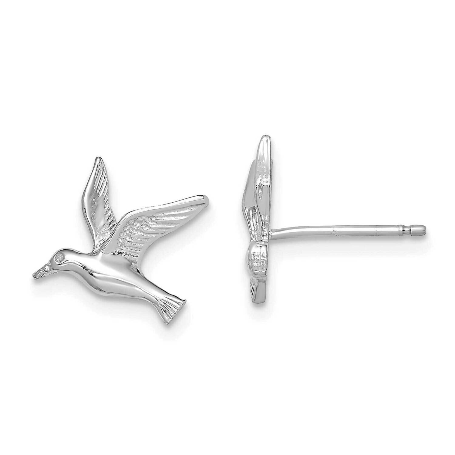 Seagull Post Earrings 14k White Gold Polished TE791W, MPN: TE791W, 883957983554