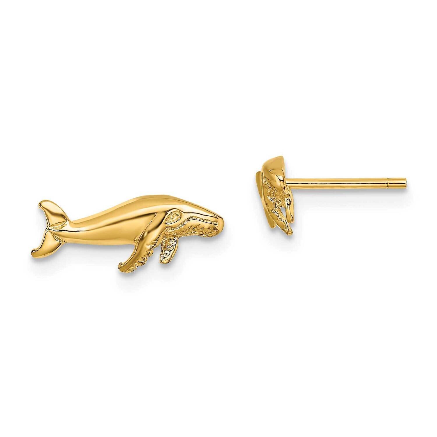 Whale Post Earrings 14k Gold TE792, MPN: TE792, 637218043279