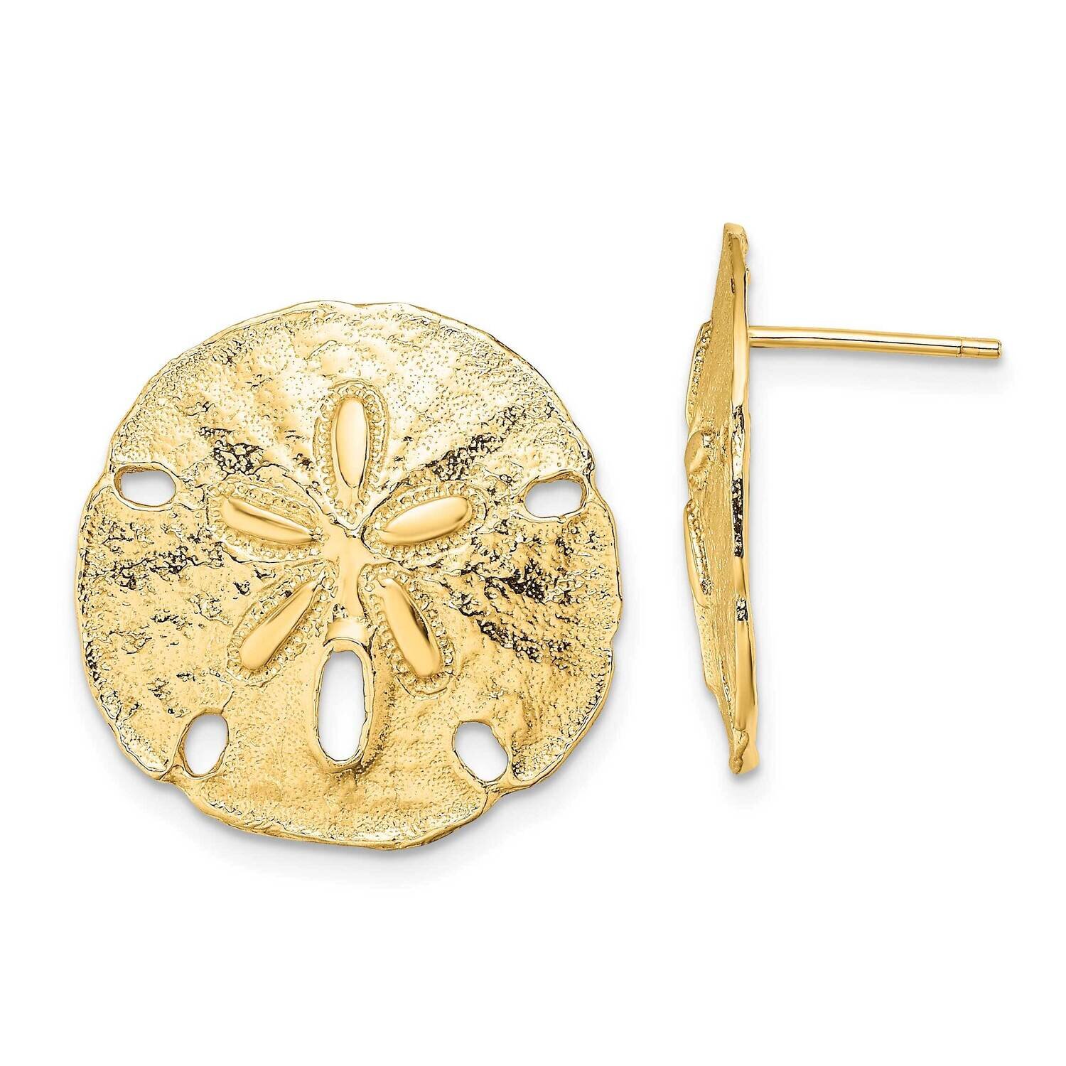 Sand Dollar Post Earrings 14k Gold Polished TE814, MPN: TE814, 637218050963