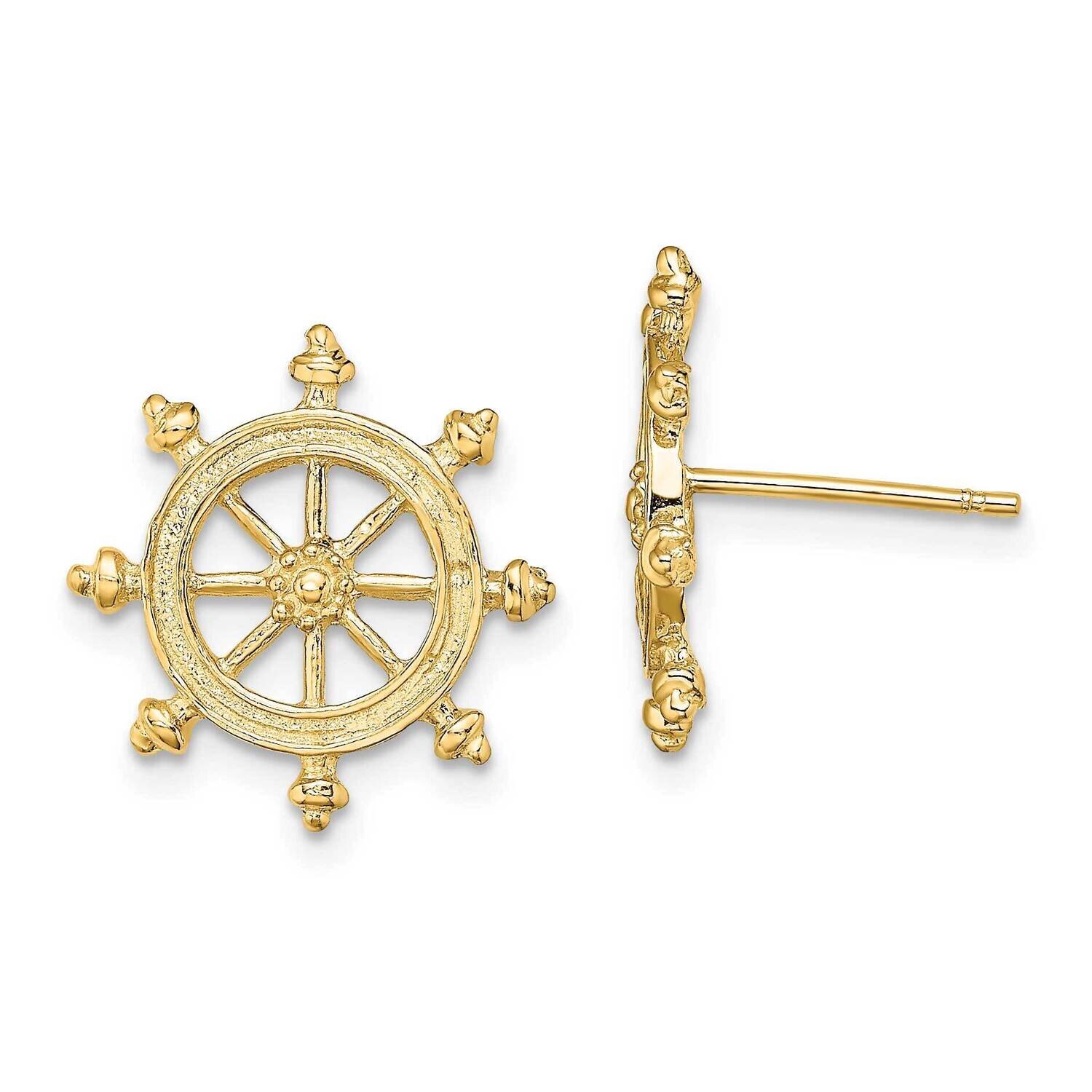 Ship&#39;S Wheel Post Earrings 14k Gold TE833, MPN: TE833, 637218067039
