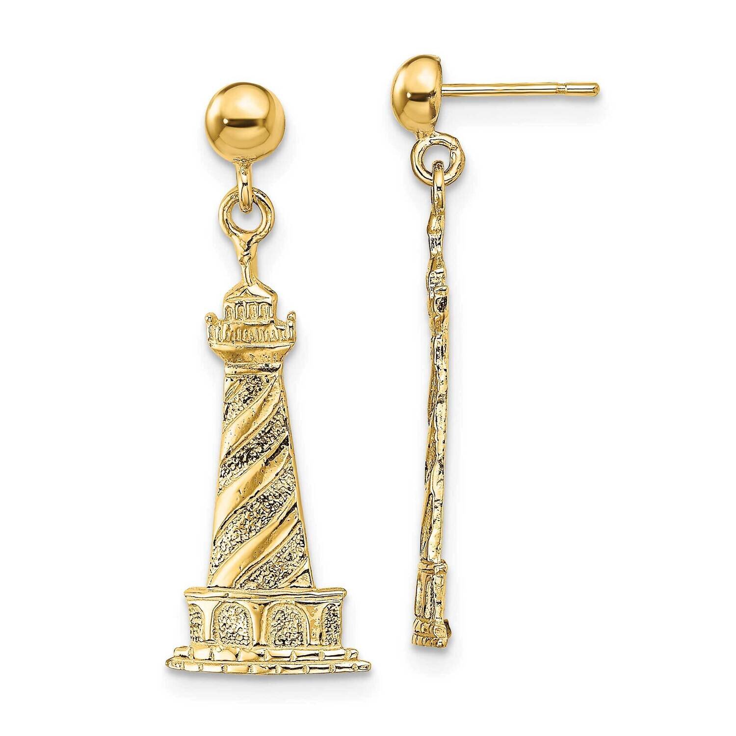 Cape Hatteras Lighthouse Earrings 2-D 14k Gold TE855