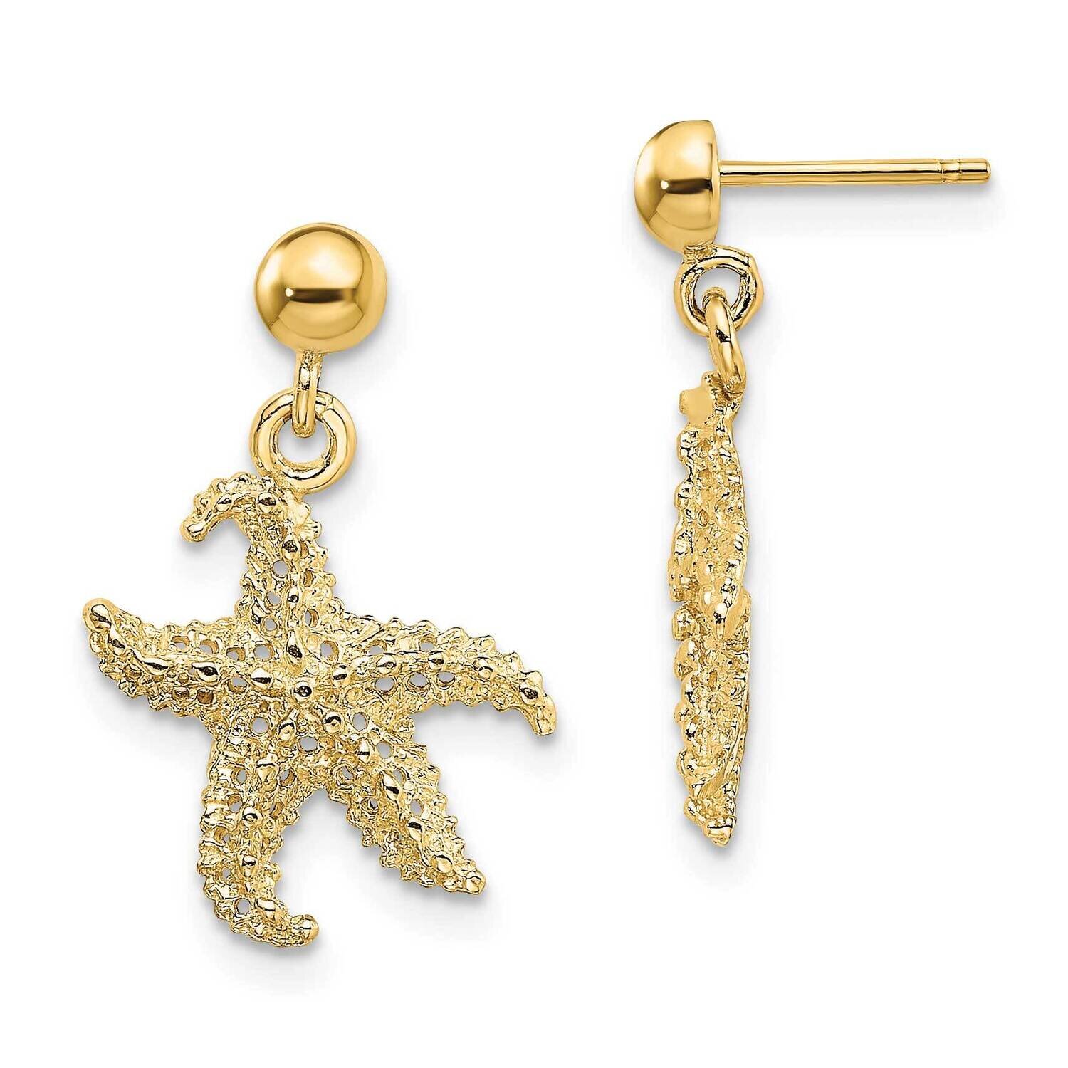 Starfish Post Dangle Earrings 14k Gold TE863, MPN: TE863, 637218127108