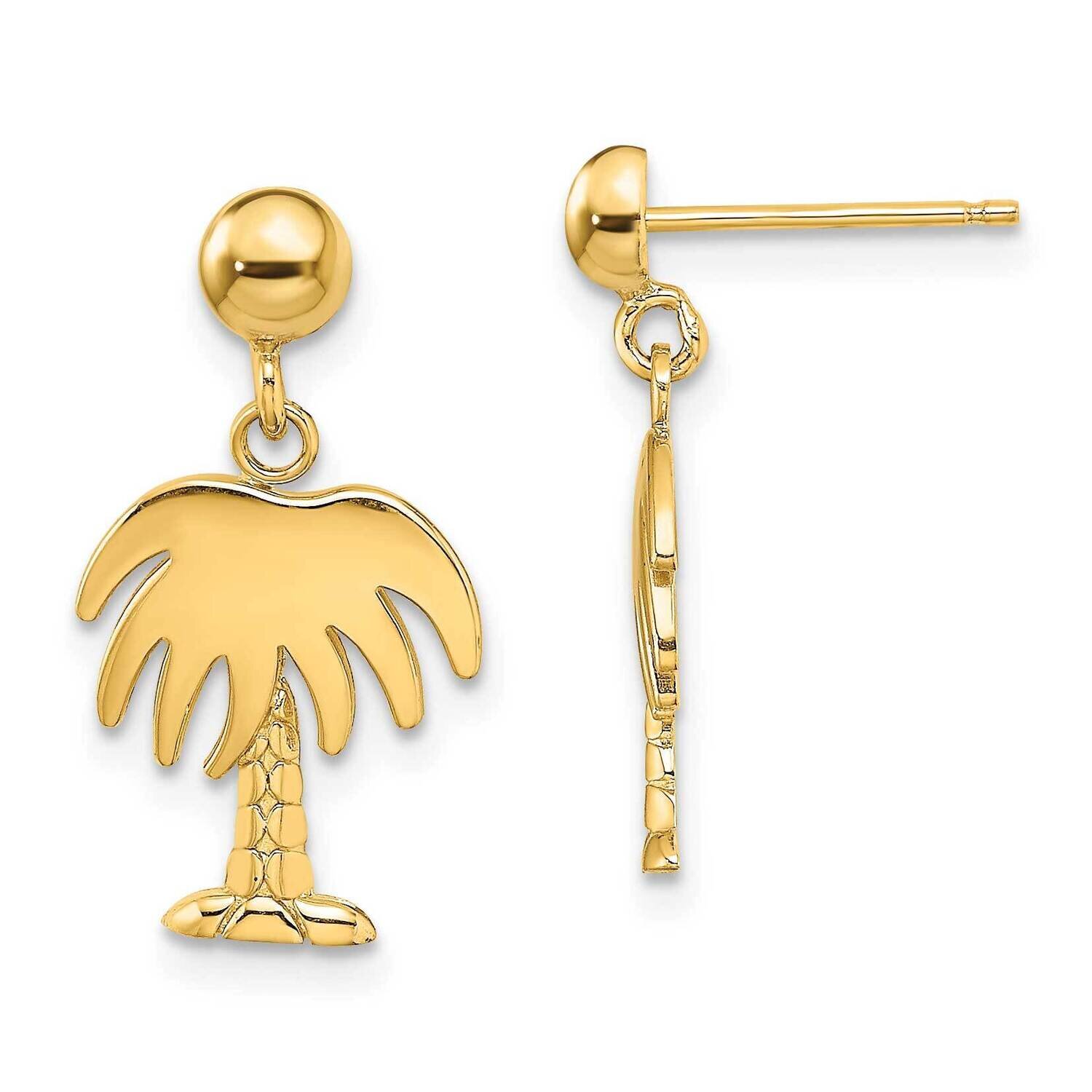 Charleston Palm Tree Dangle Earrings 14k Gold TE867, MPN: TE867, 637218130290