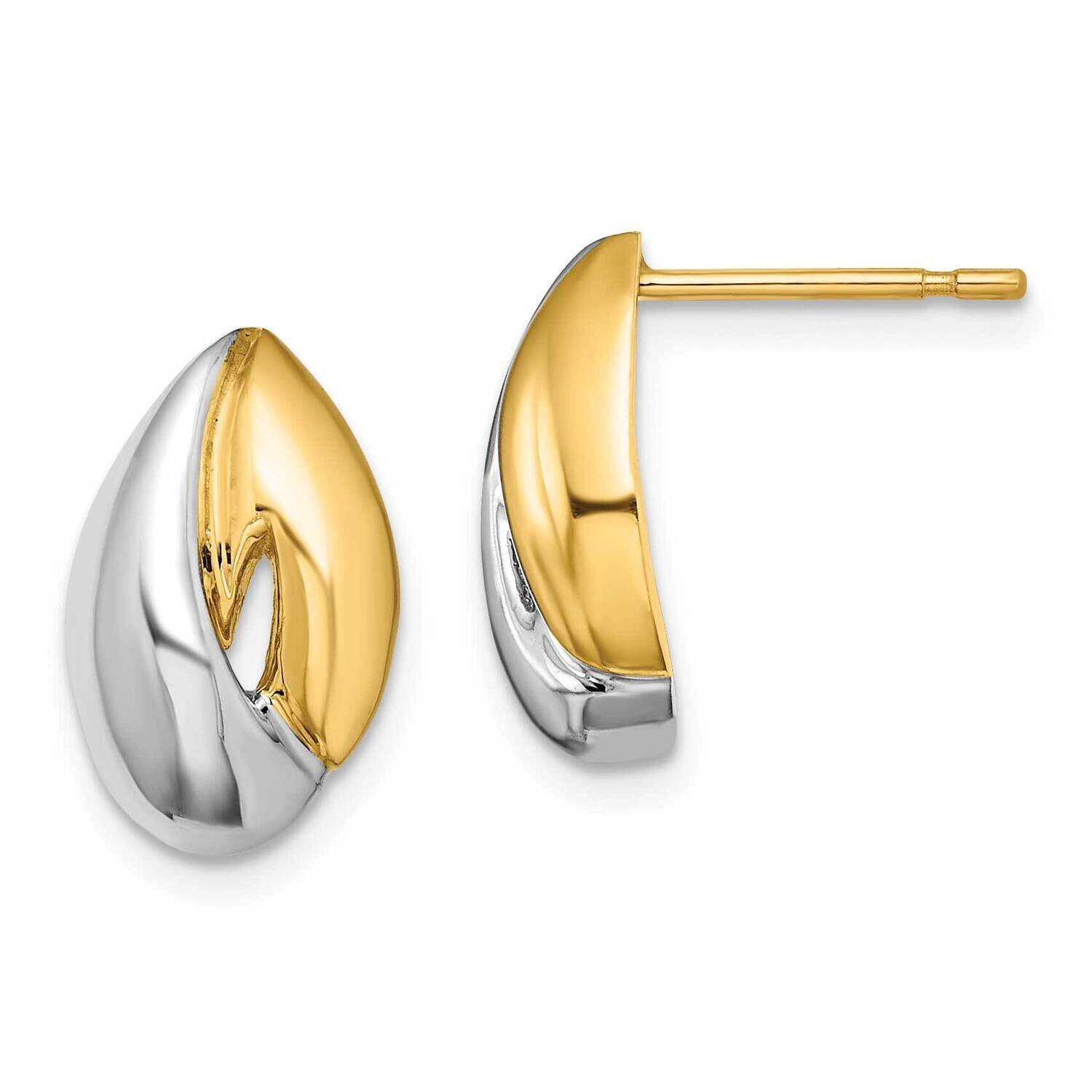 Polished Fancy Post Dangle Earrings 14k Gold Rhodium TE956