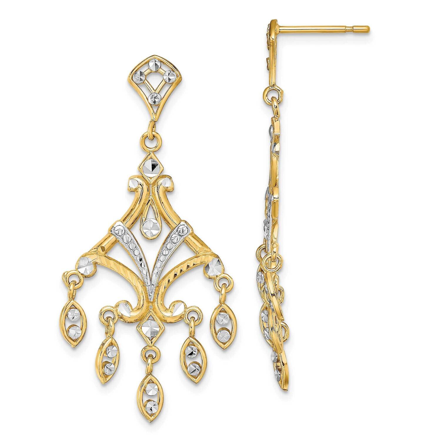 Chandelier Style Dangle Earrings 14k Gold Rhodium TE958