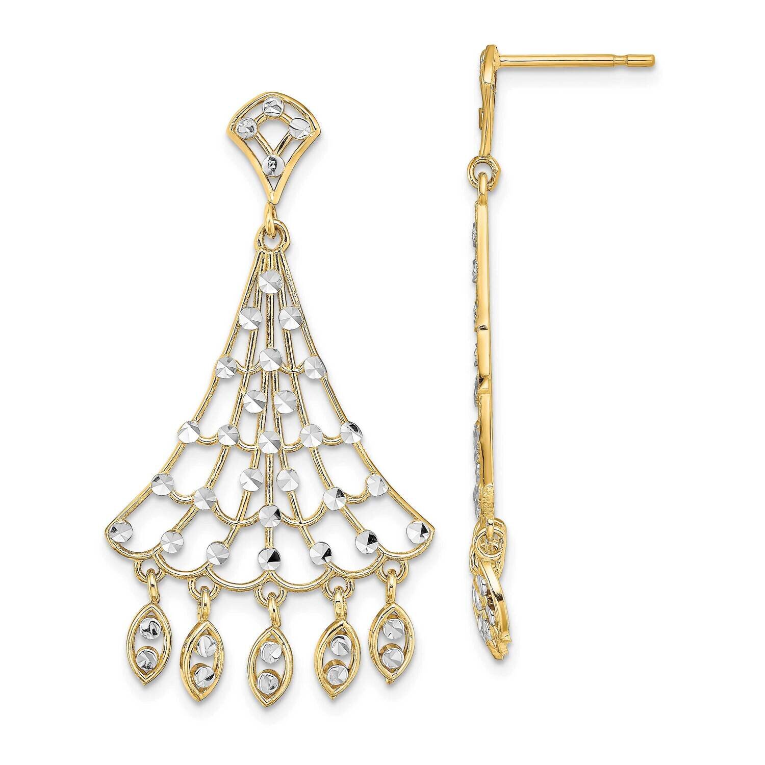 Chandelier Style Dangle Earrings 14k Gold Rhodium TE959, MPN: TE959, 883957983998
