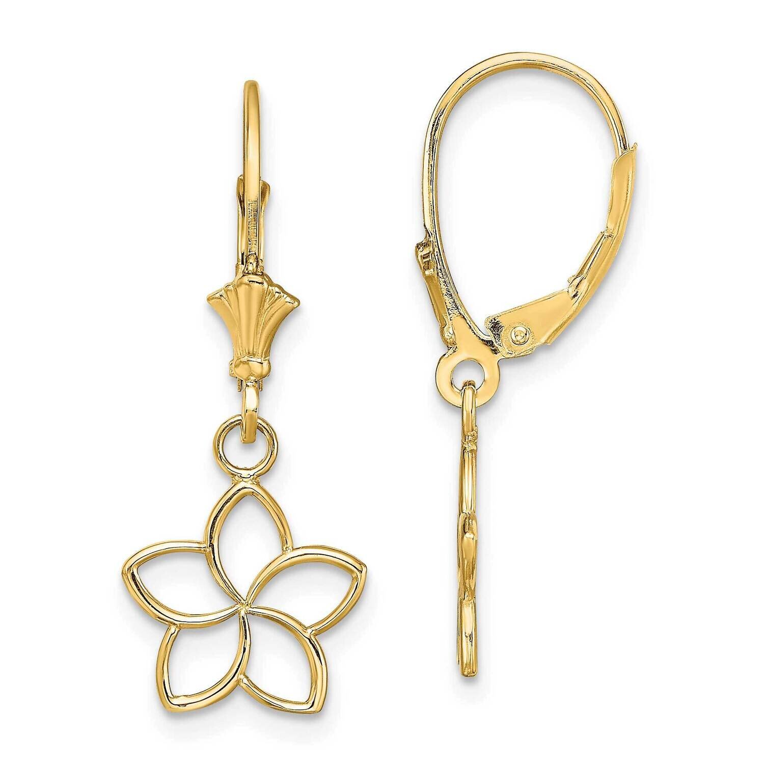Cut-Out Flower Leverback Earrings 14k Gold Polished TF1780, MPN: TF1780, 637218176731