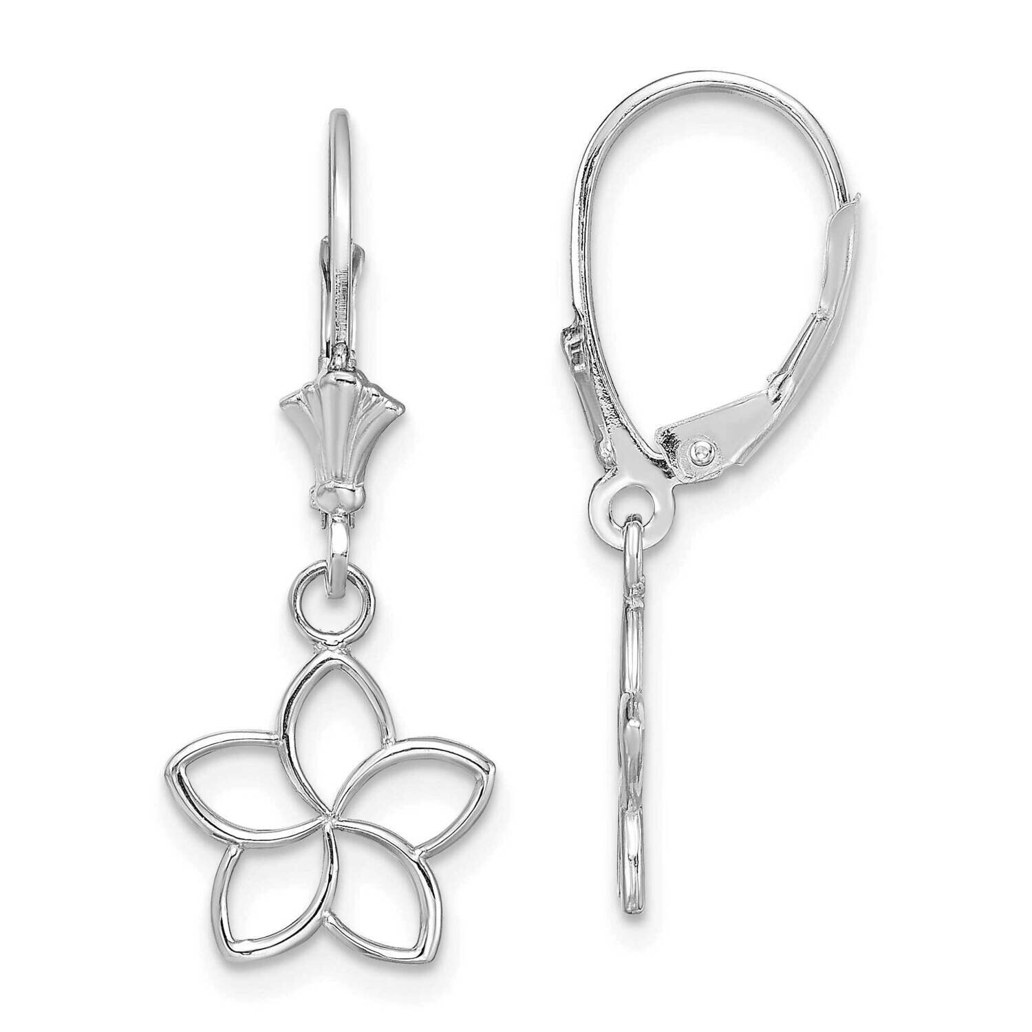 Cut-Out Flower Leverback Earrings 14k White Gold Polished TF1780W