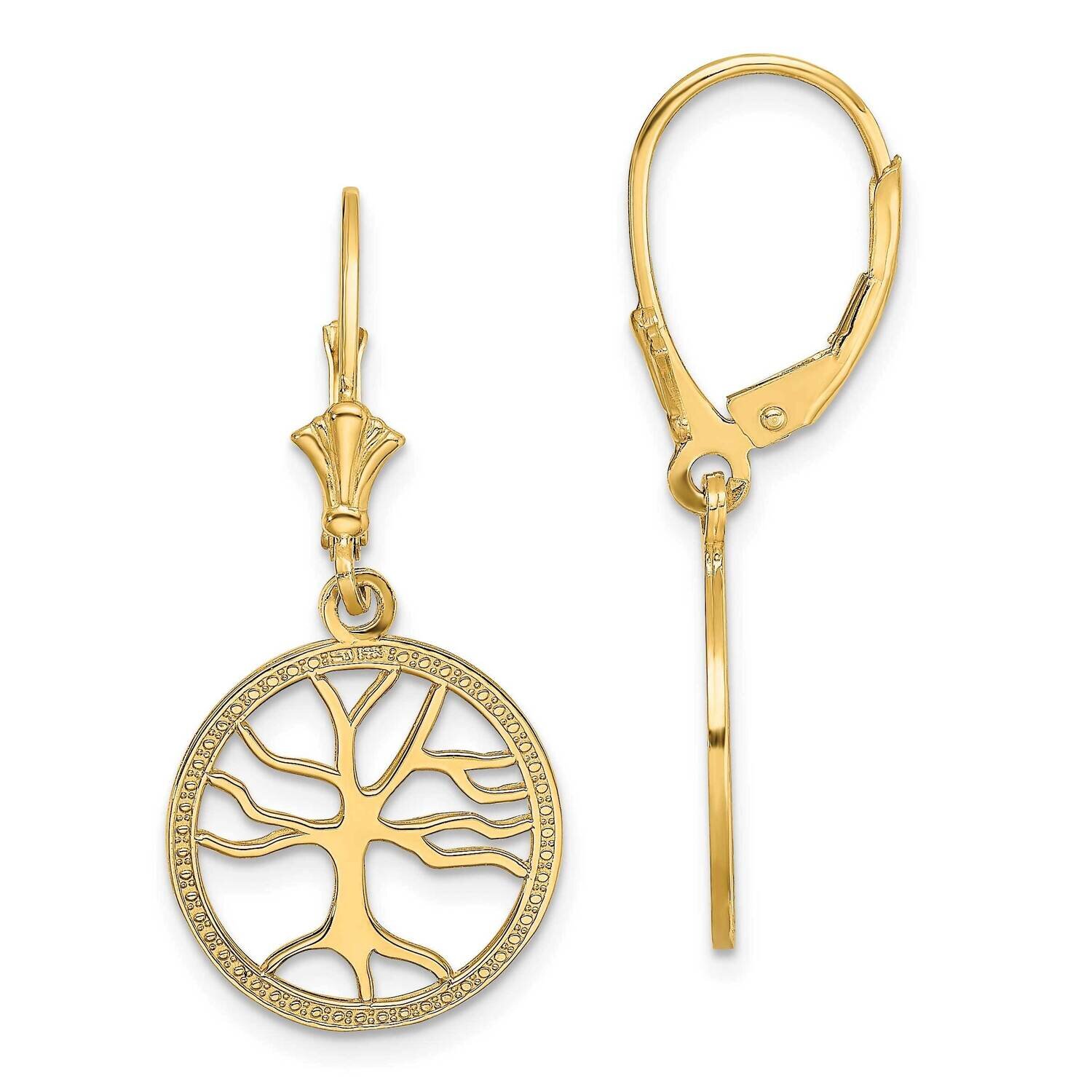 Tree of Life In Round Frame Leverback Earrings 14k Gold TF1781, MPN: TF1781, 637218176748